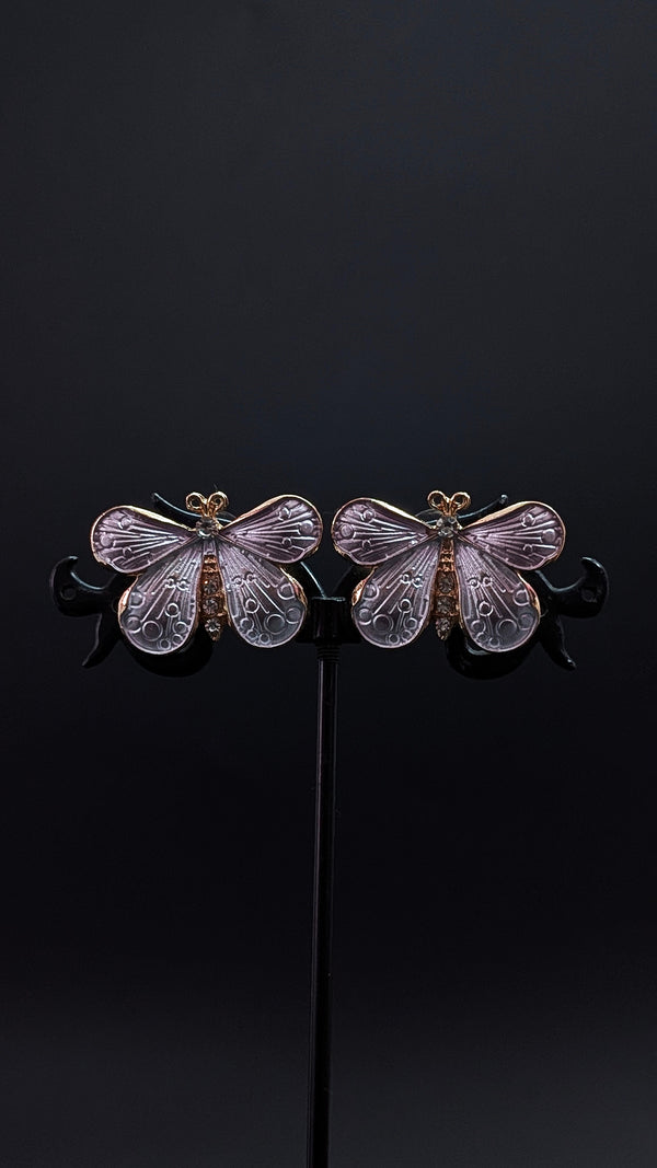 White Butterfly Enamel Stud Earrings