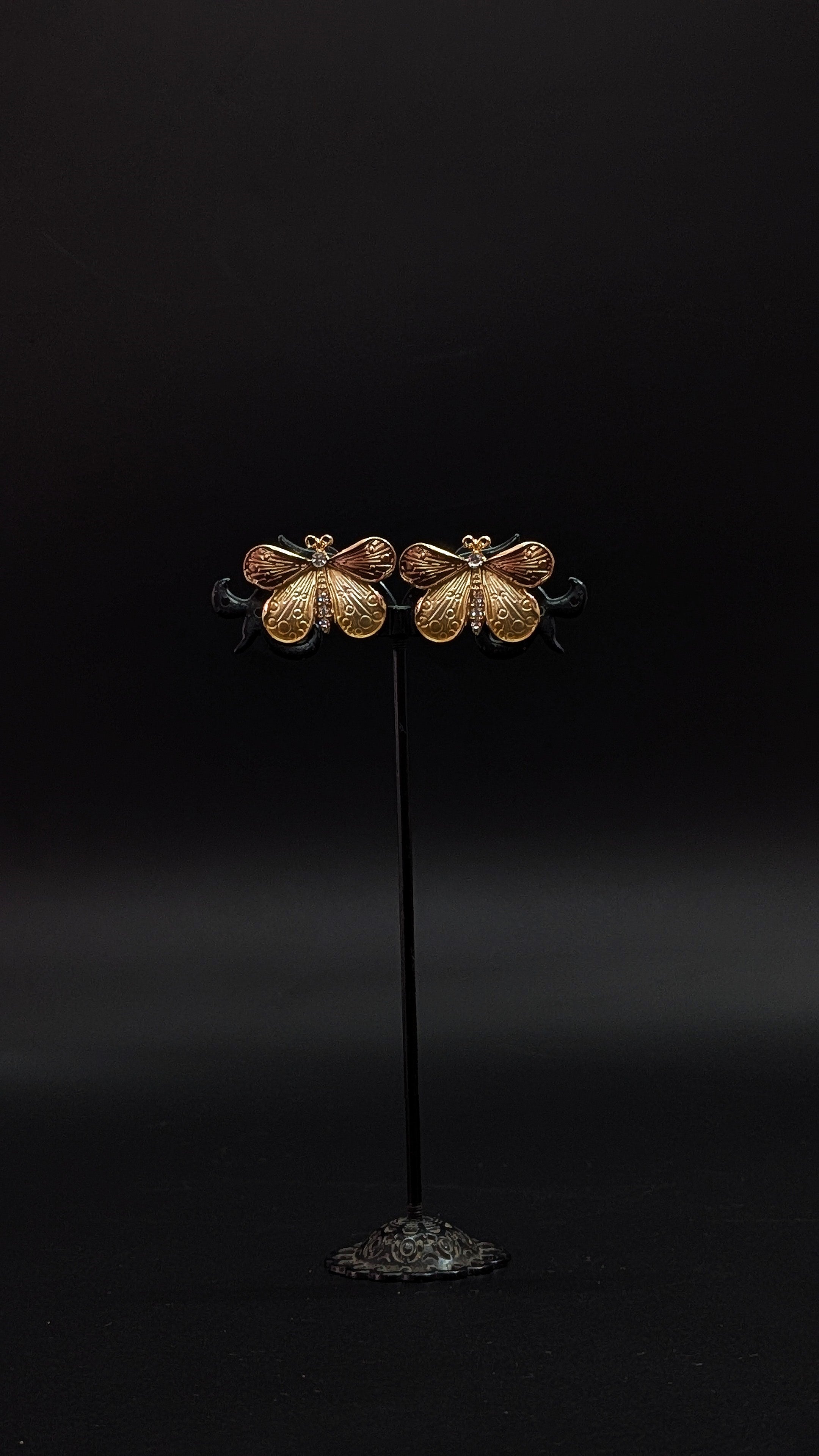 Golden Butterfly Enamel Stud Earrings