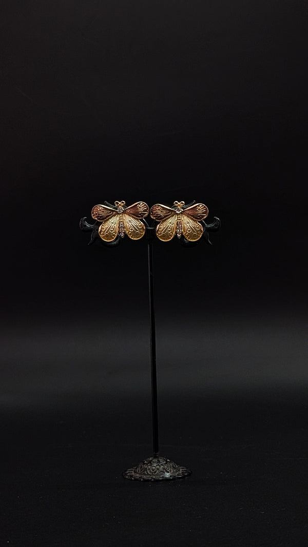 Golden Butterfly Enamel Stud Earrings