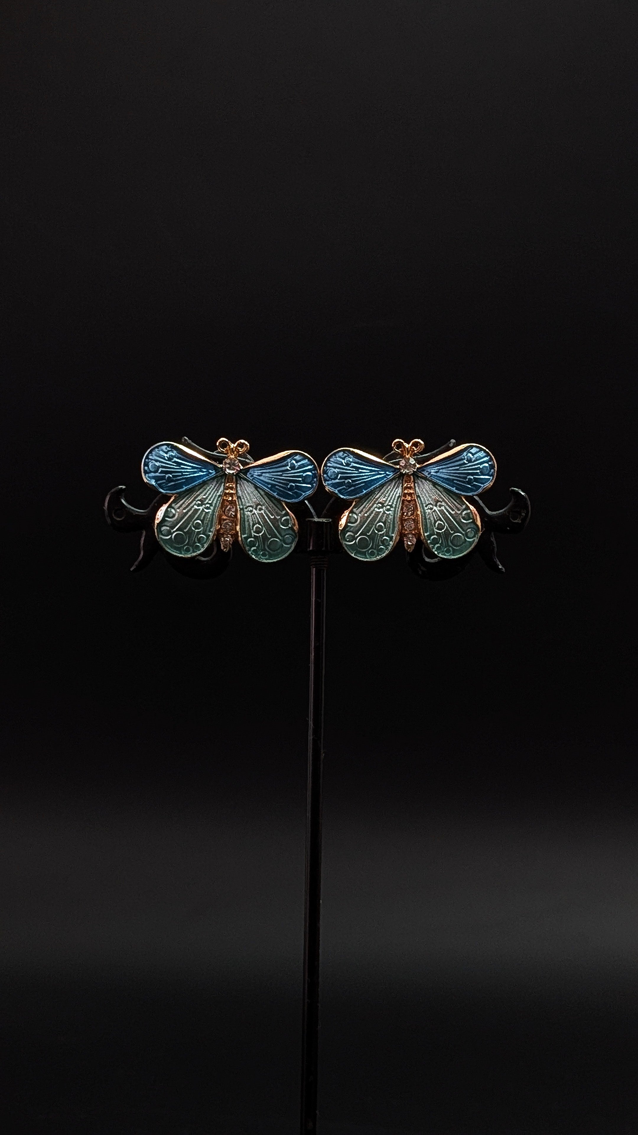 Blue & Teal Butterfly Enamel Stud Earrings