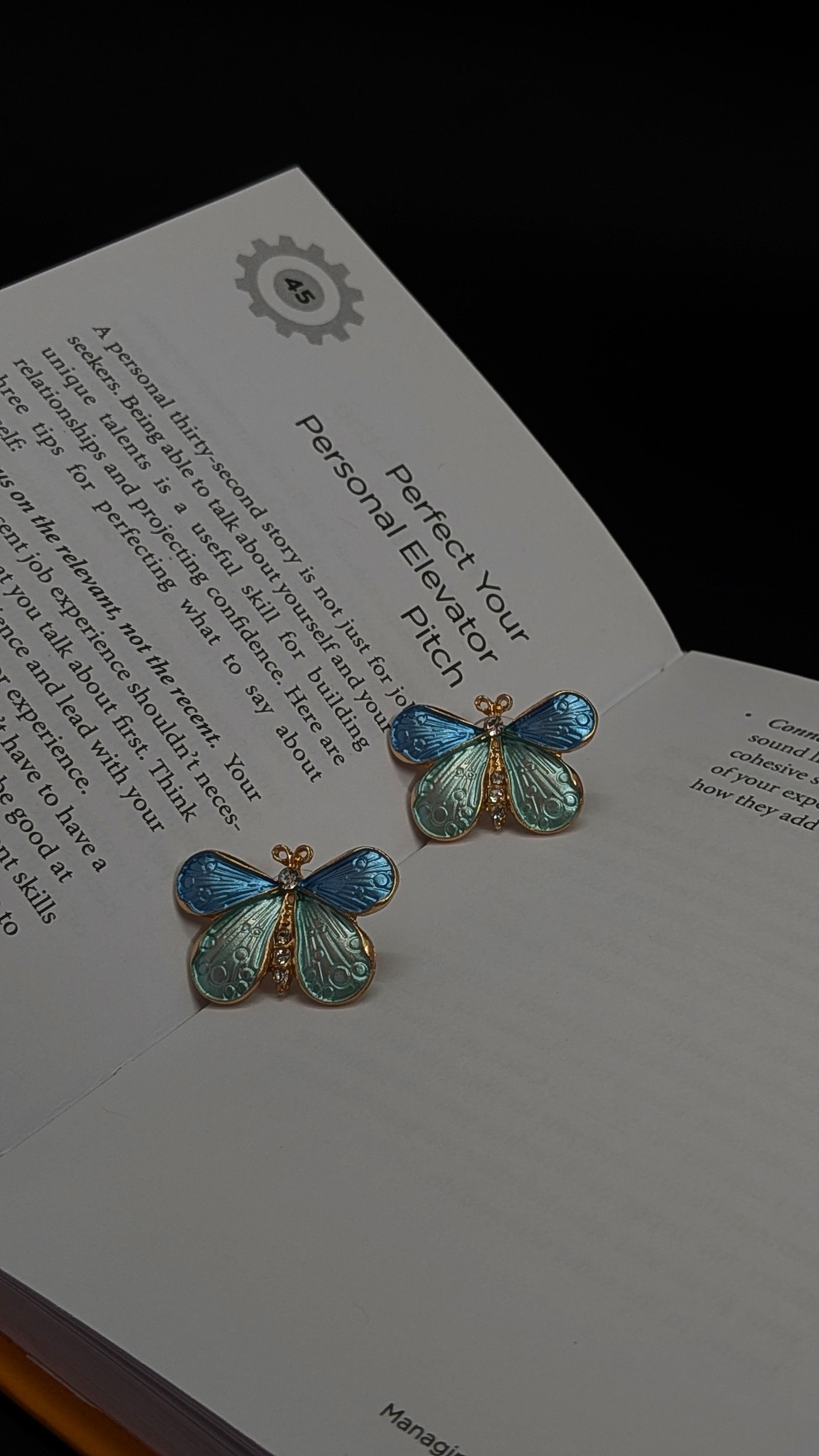 Blue & Teal Butterfly Enamel Stud Earrings