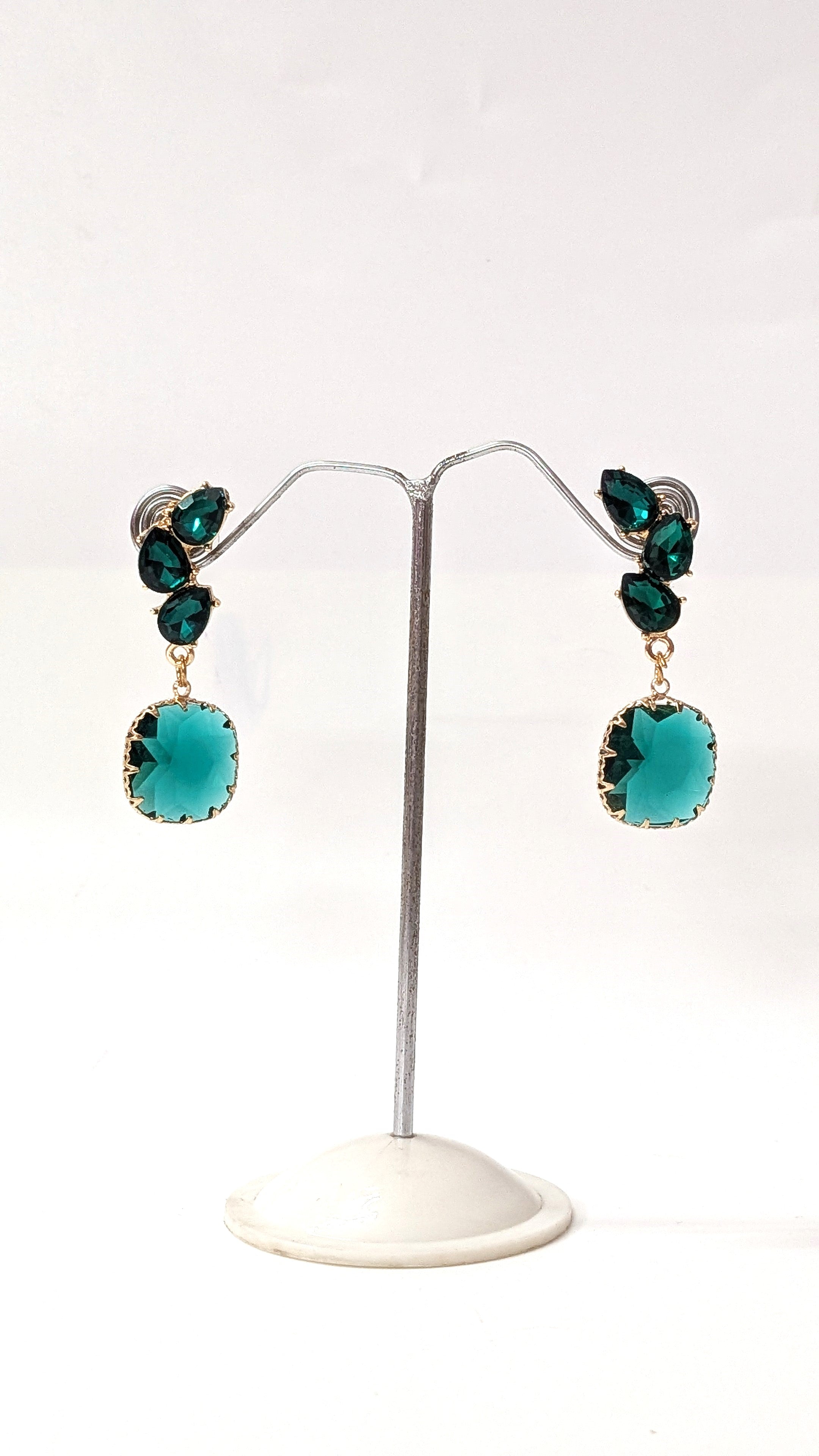 Emerald Green Crystal Earrings.