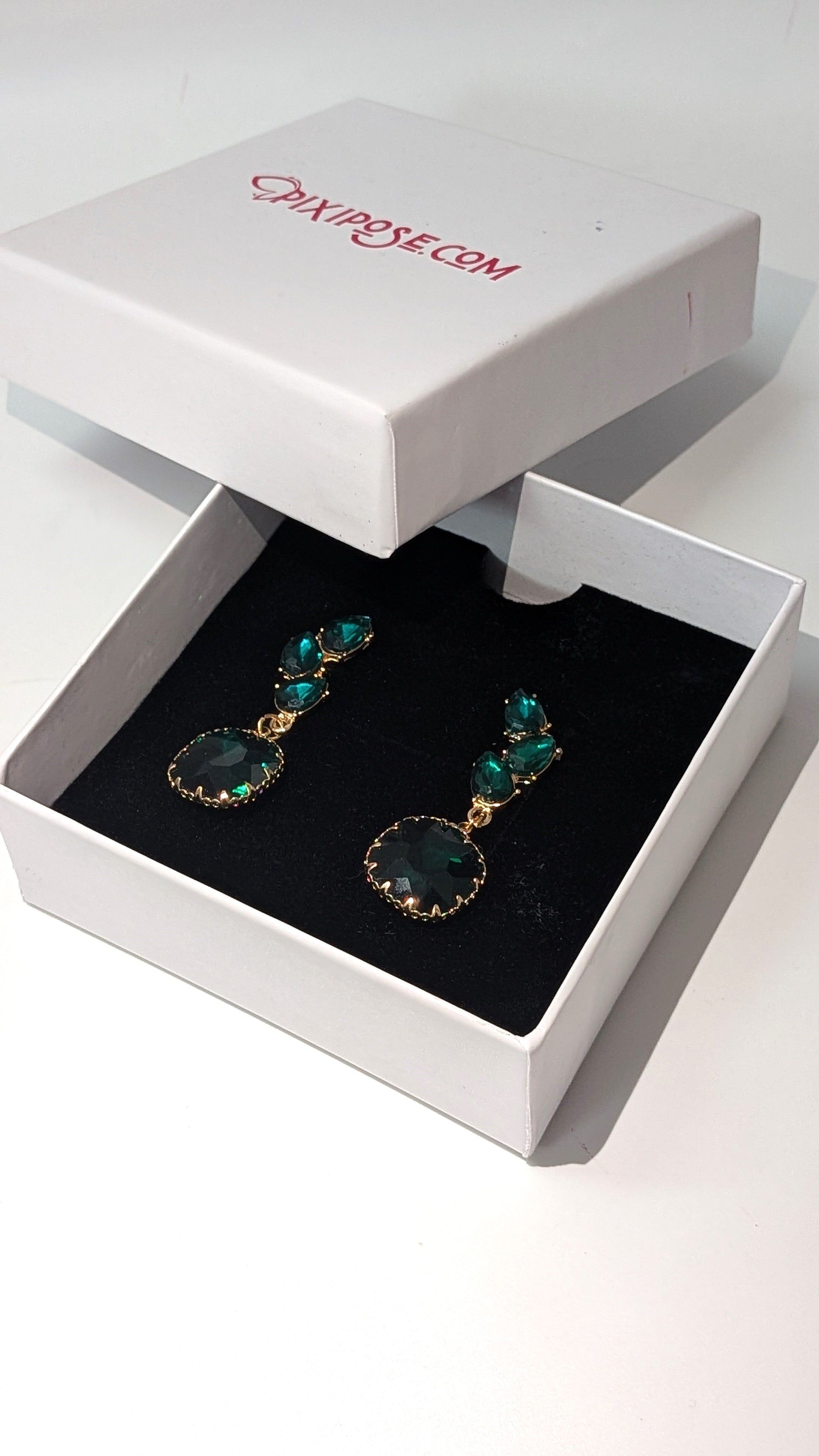 Emerald Green Crystal Earrings.