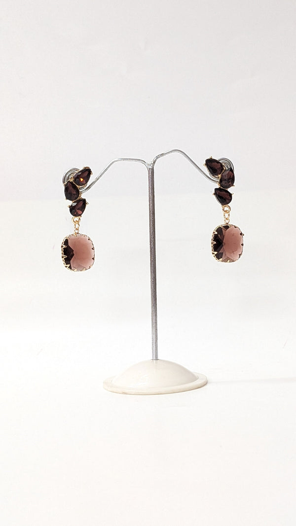 Brown Crystal Drop Earrings