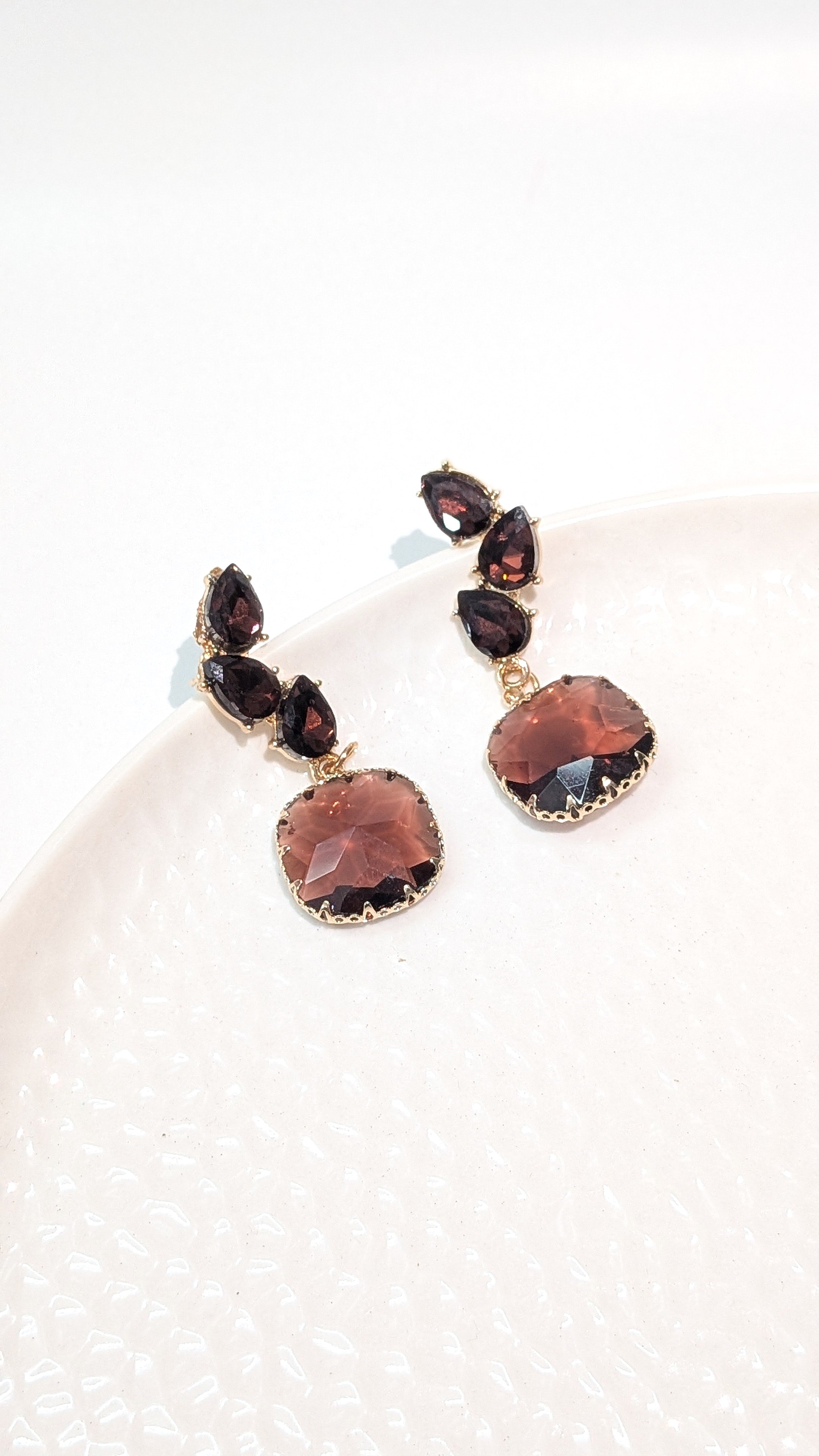 Brown Crystal Drop Earrings