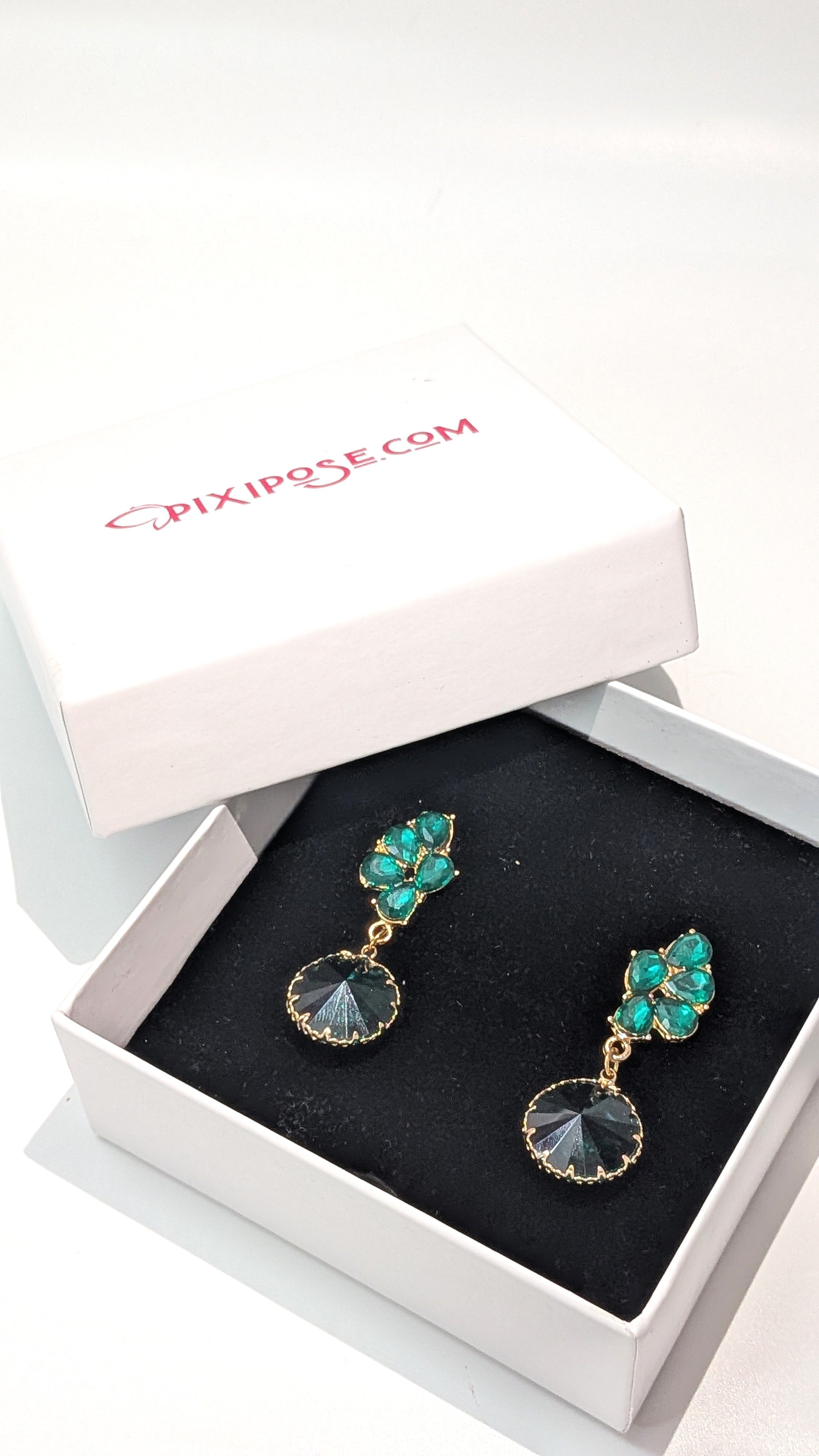 Emerald Green Crystal Drop Earrings