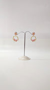 Pink Gold Dainty Floral Hoop Earrings