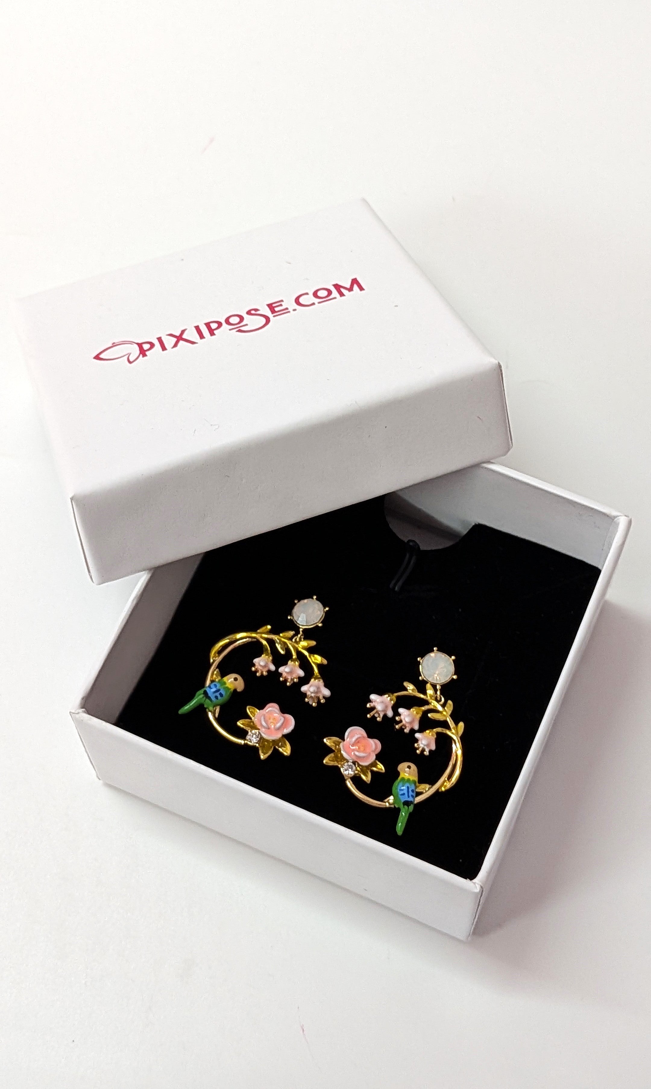 Pastel Floral Hoop Earrings Cute Dainty Gold Earrings