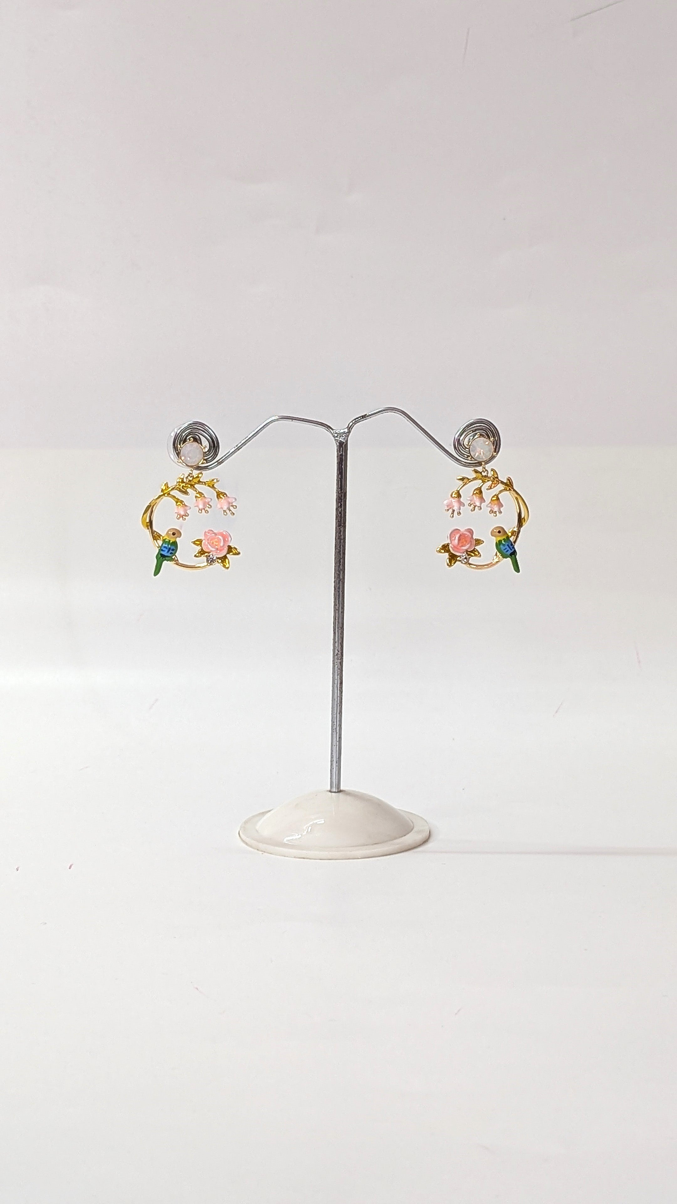 Pastel Floral Hoop Earrings Cute Dainty Gold Earrings