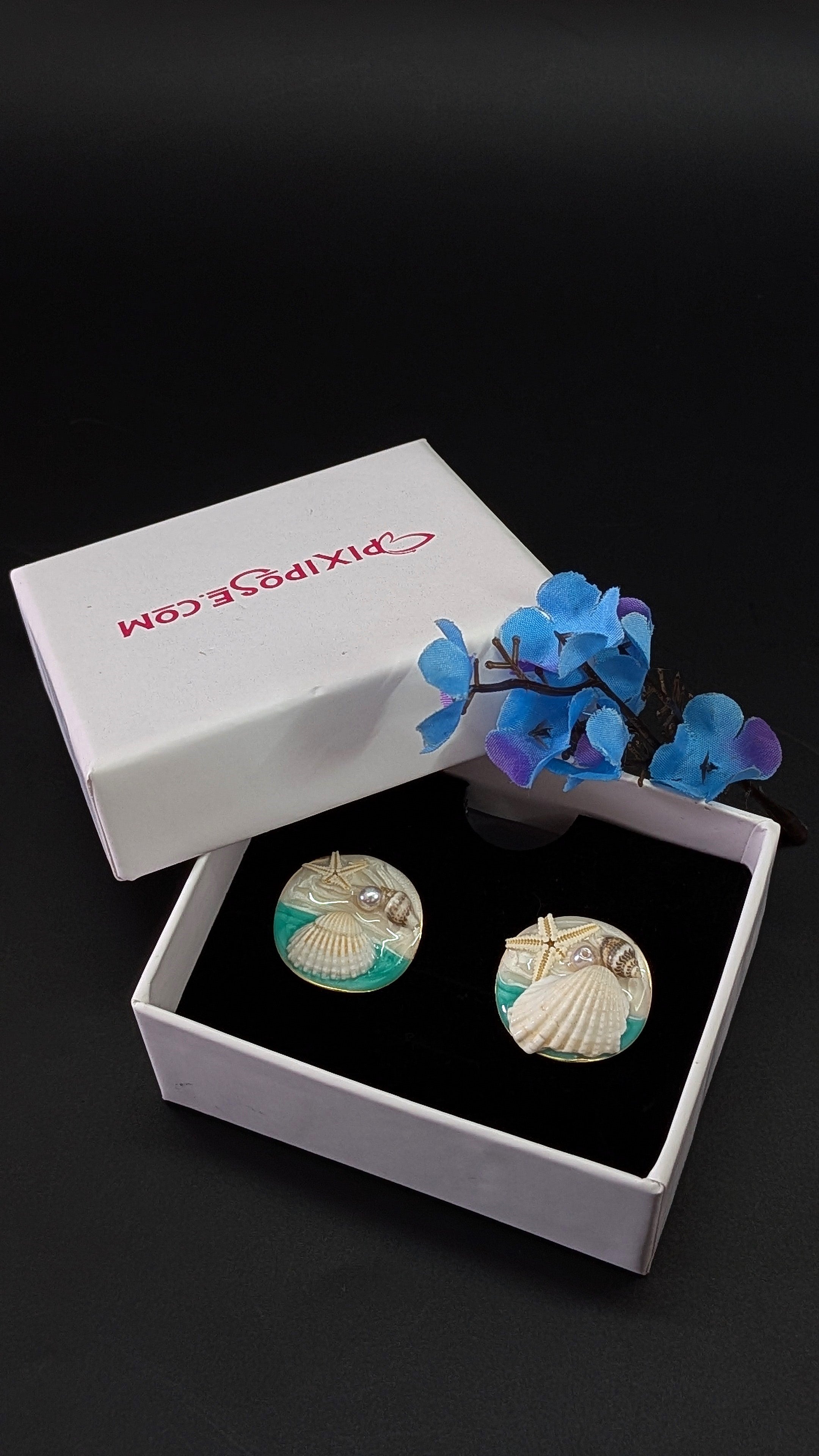 Ocean-Inspired Mint green Seashell Stud Earrings