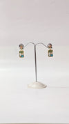 Vintage Blue Floral Rectangle Artistic Drop Earrings