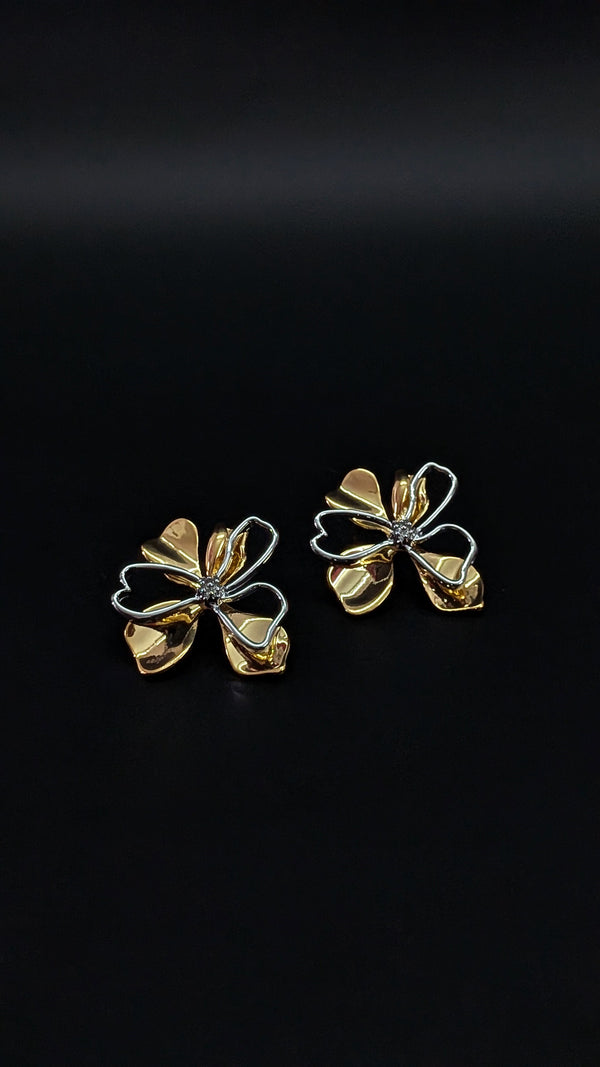 Golden Flower Stud Earrings