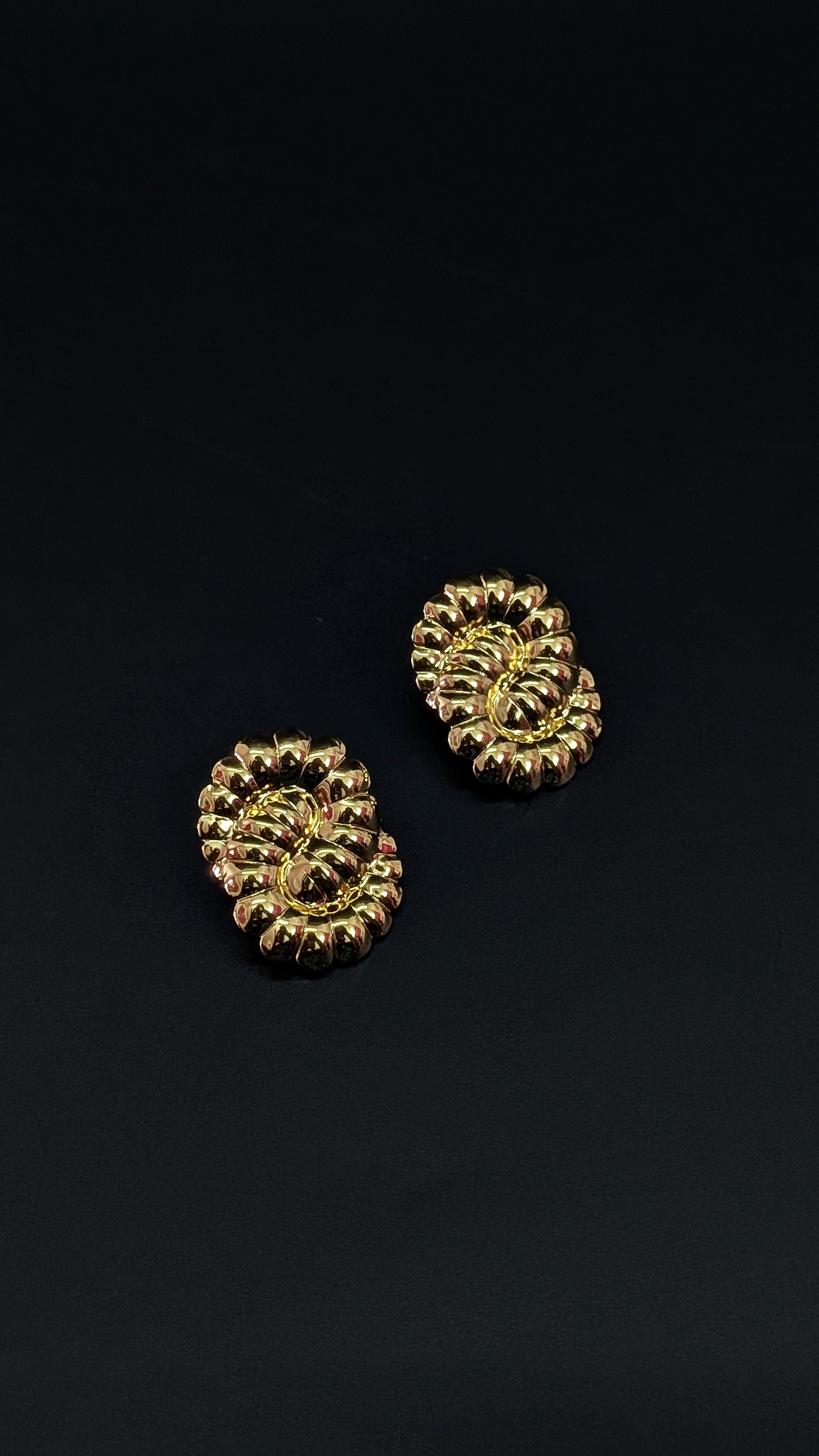 Golden Spiral Stud Earrings – Bold & Elegant Textured Design