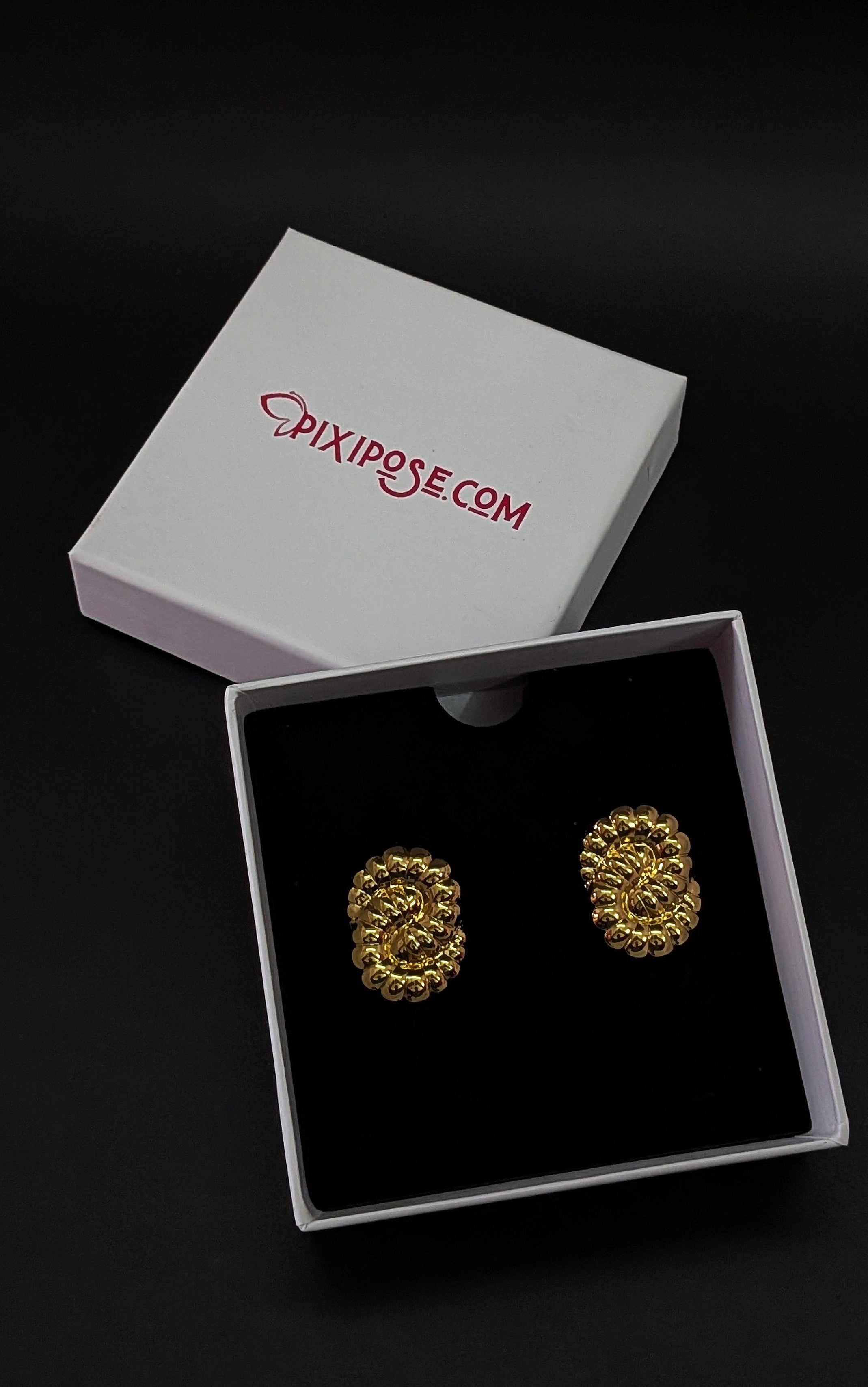 Golden Spiral Stud Earrings – Bold & Elegant Textured Design