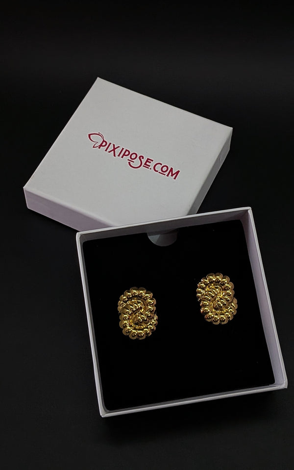 Golden Spiral Stud Earrings – Bold & Elegant Textured Design
