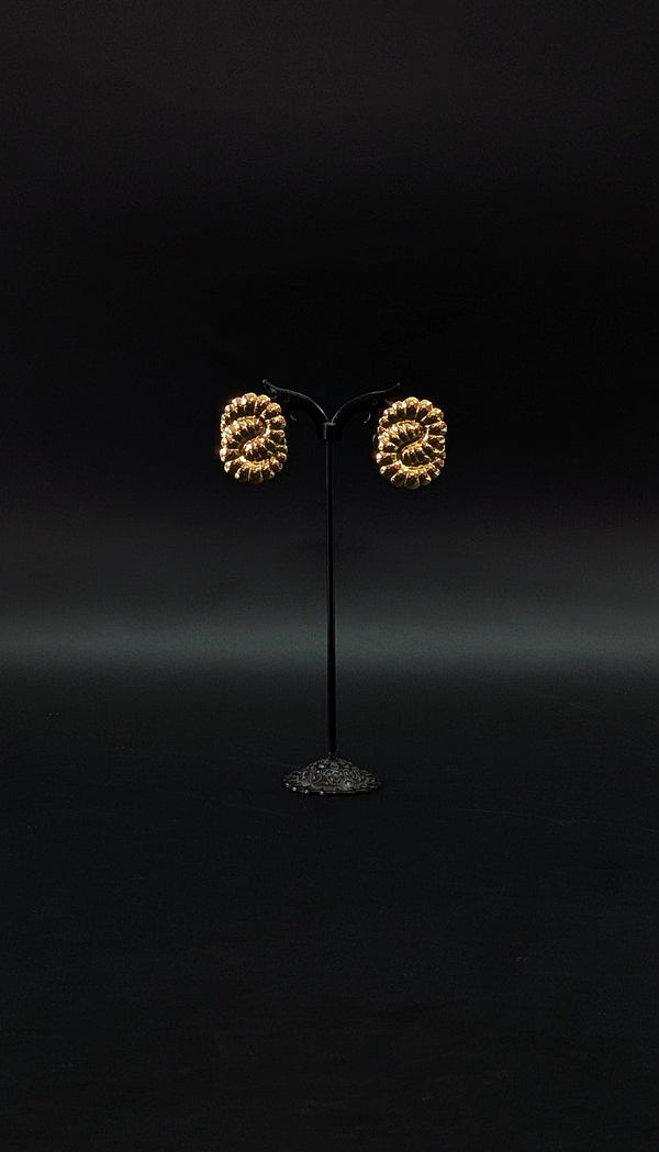 Golden Spiral Stud Earrings – Bold & Elegant Textured Design