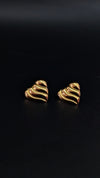 Gold Wavy Heart Stud Earrings