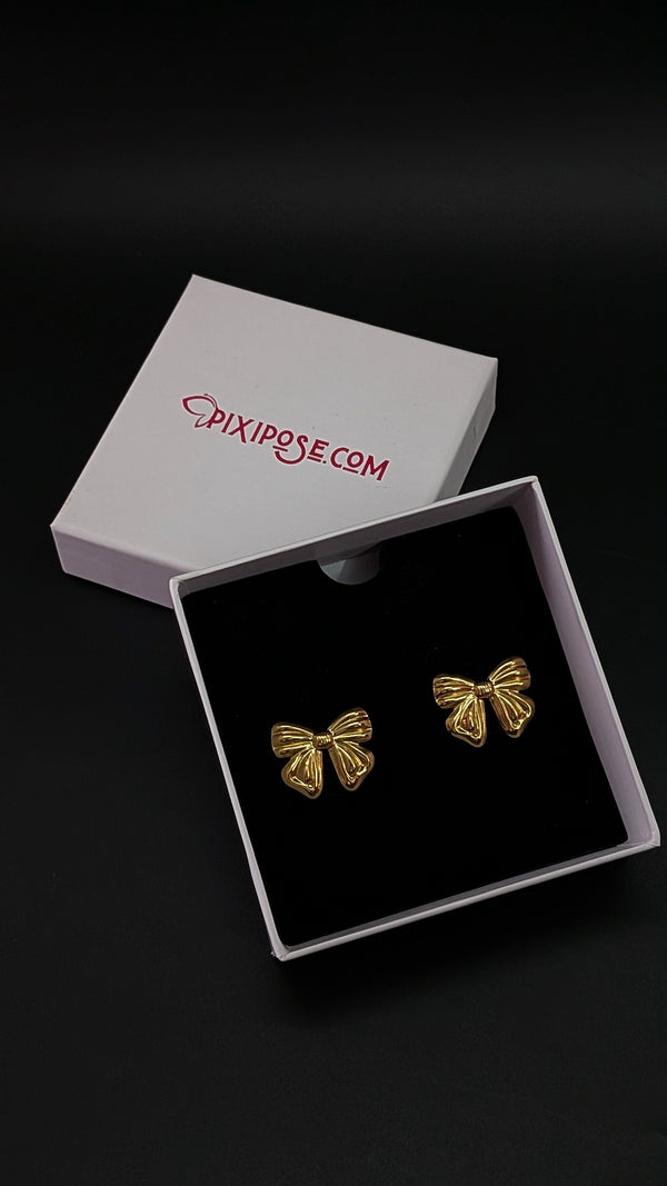 Golden Bow Stud Earrings