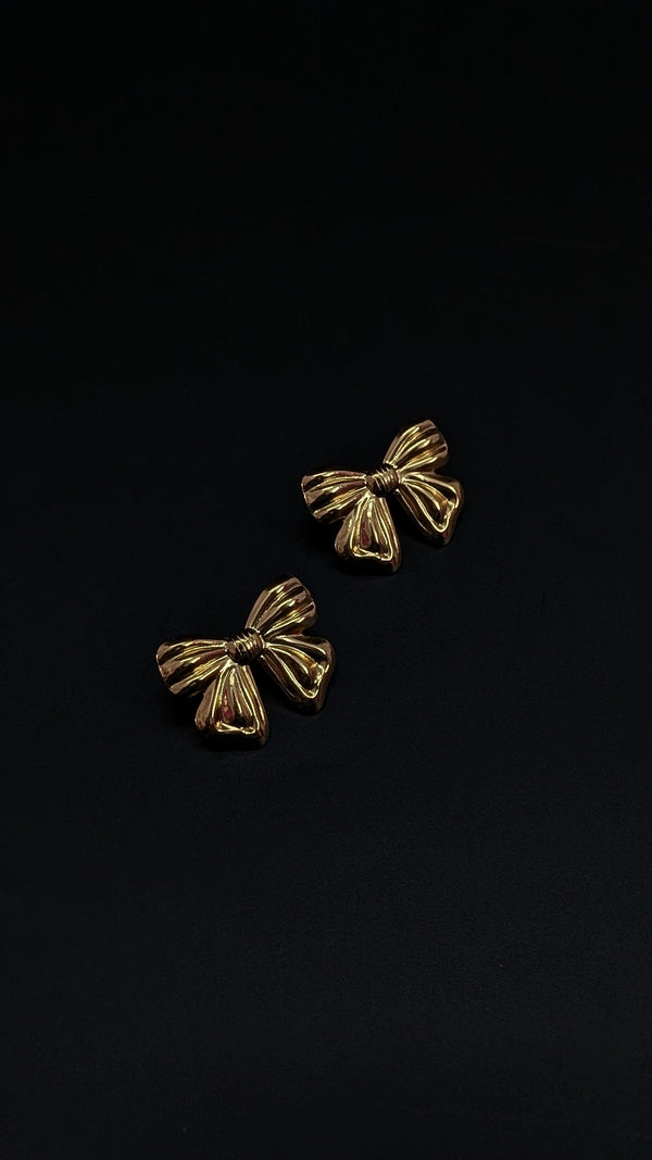 Golden Bow Stud Earrings