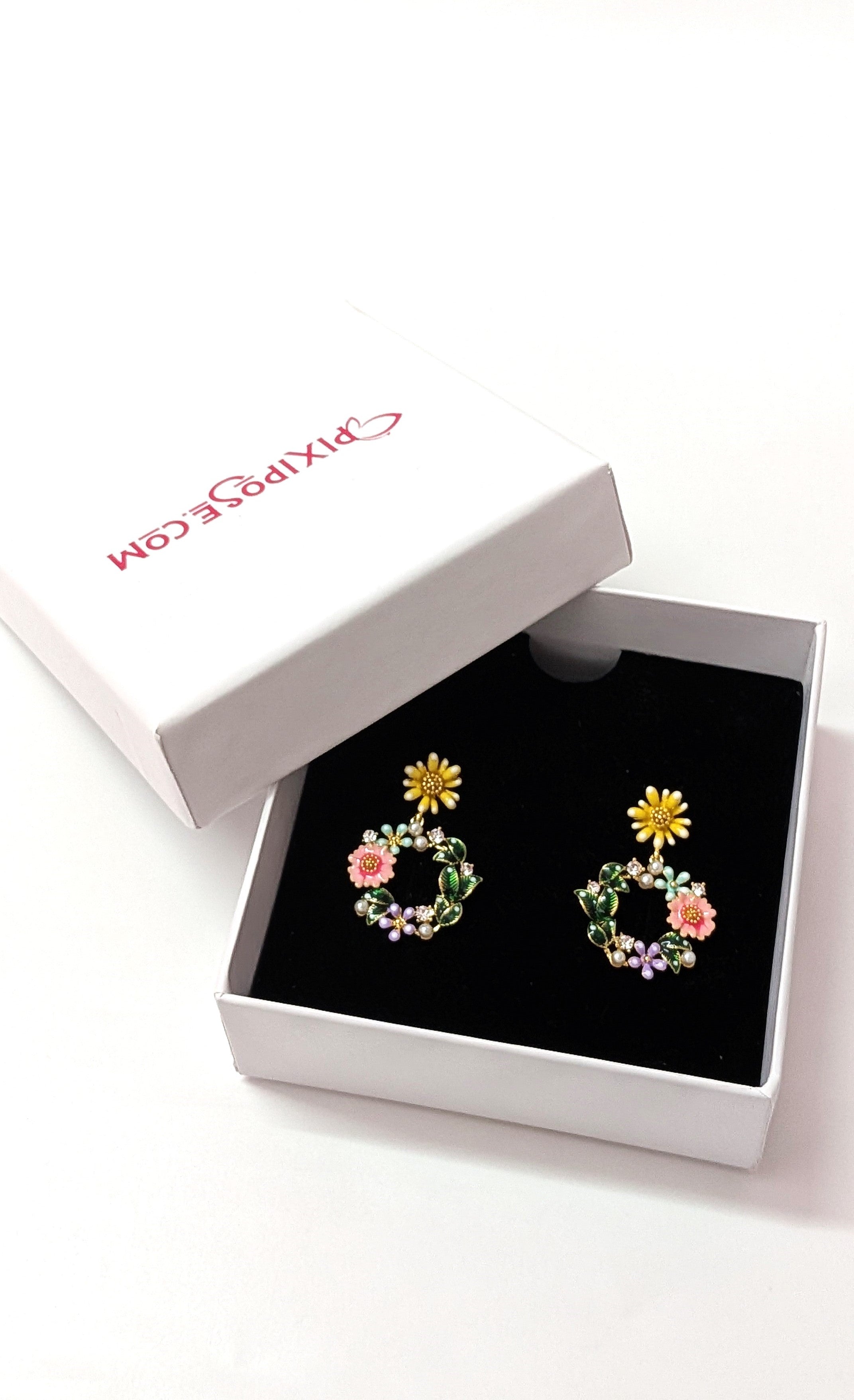 Colorful Floral Hoop Earrings – Spring Garden Style for Women