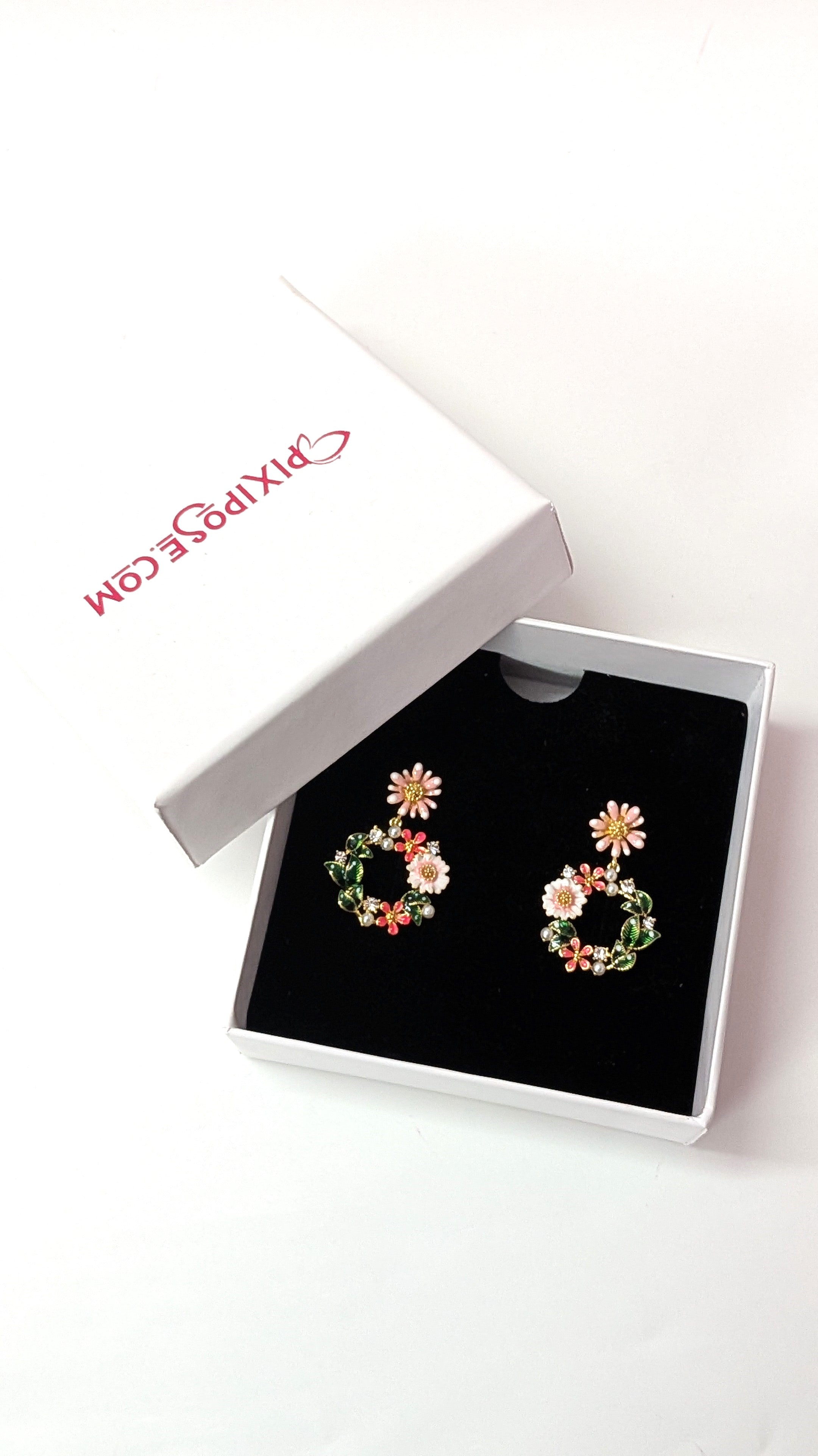 Pastel Floral Hoop Earrings – Garden Vine Design for Women