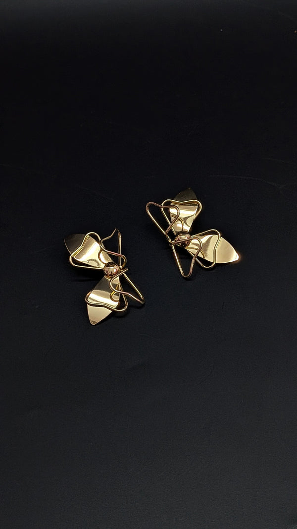 Gold butterfly wings earrings