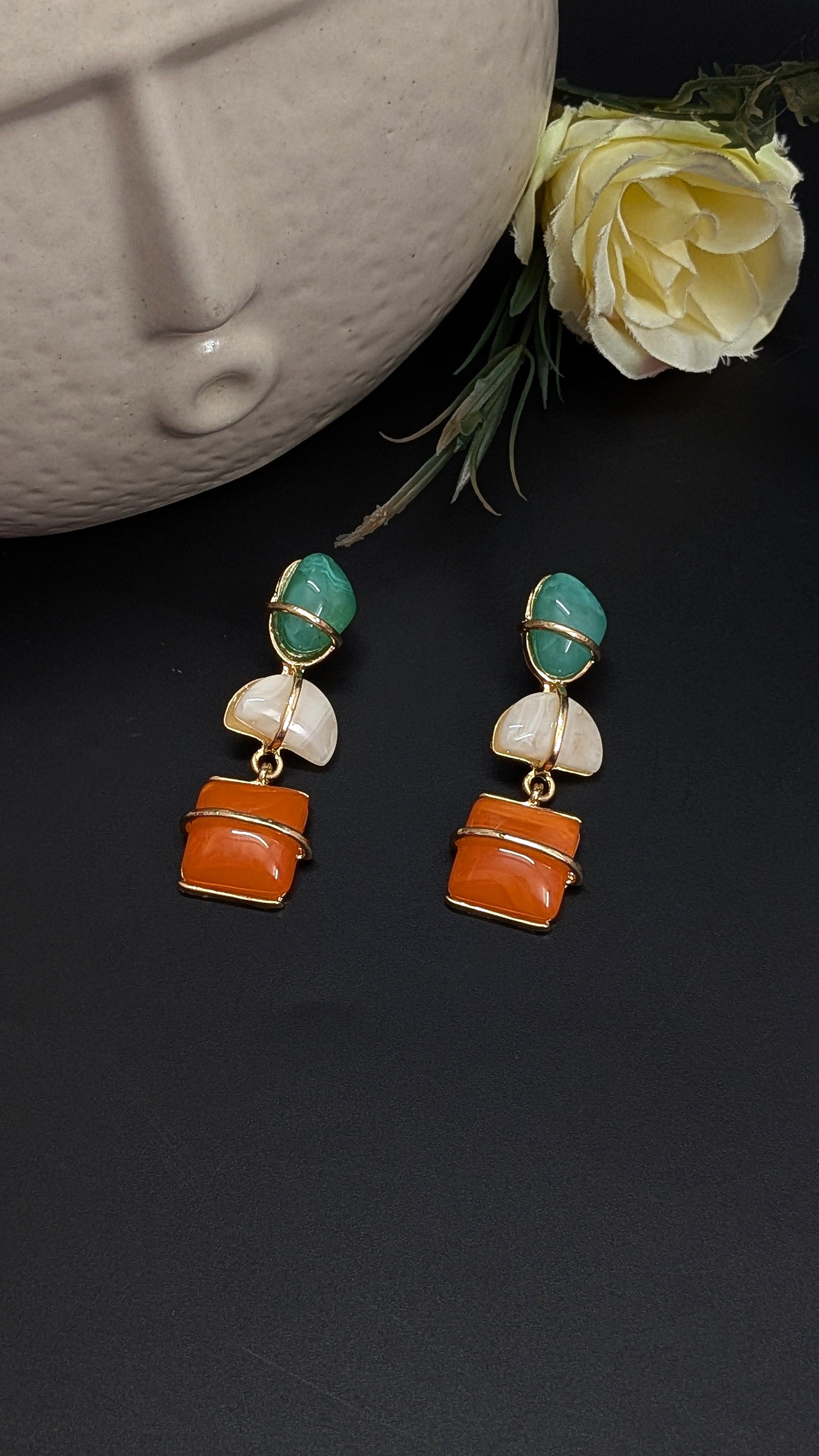 Tangerine Mint Drop Earrings