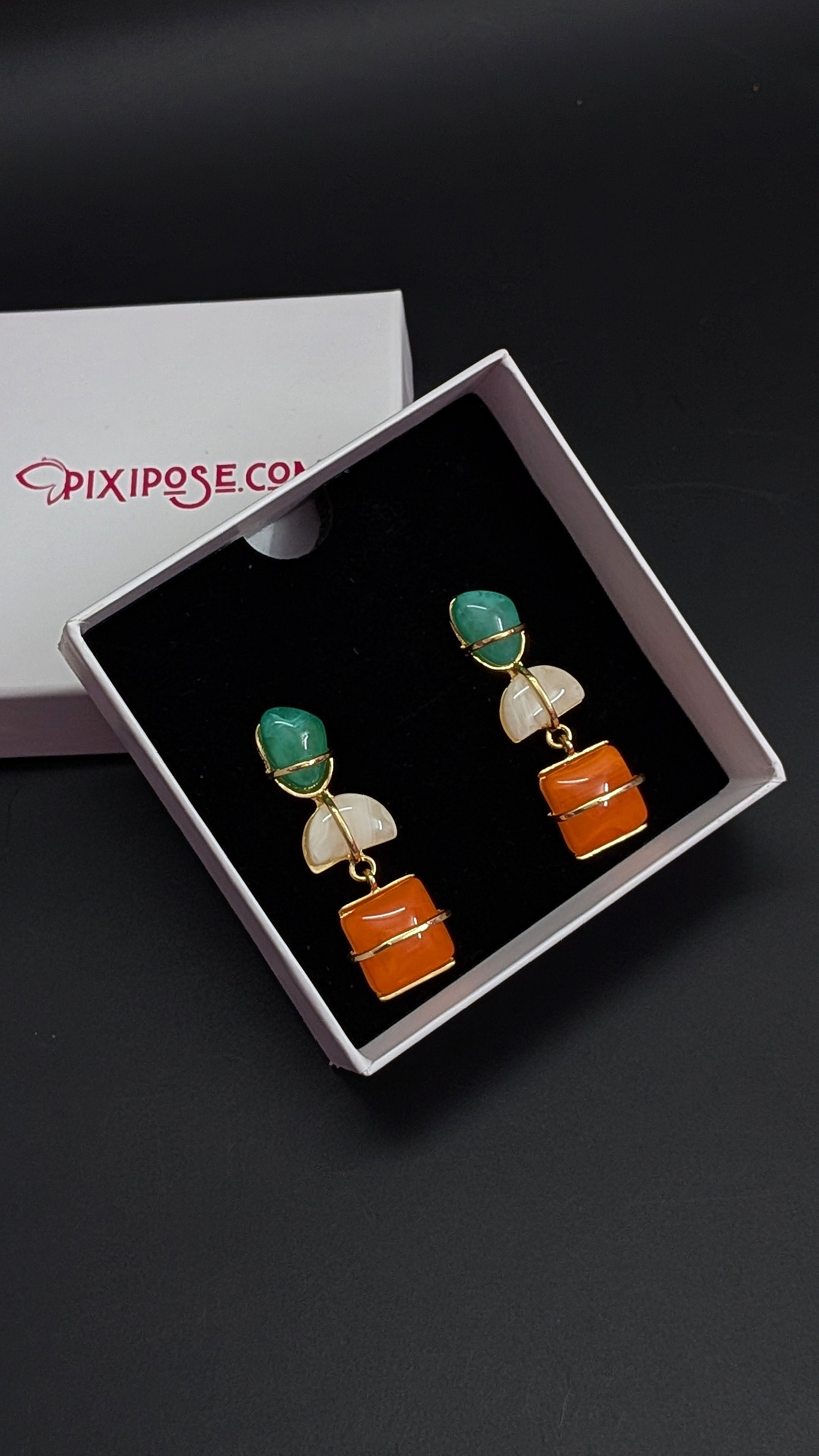 Tangerine Mint Drop Earrings
