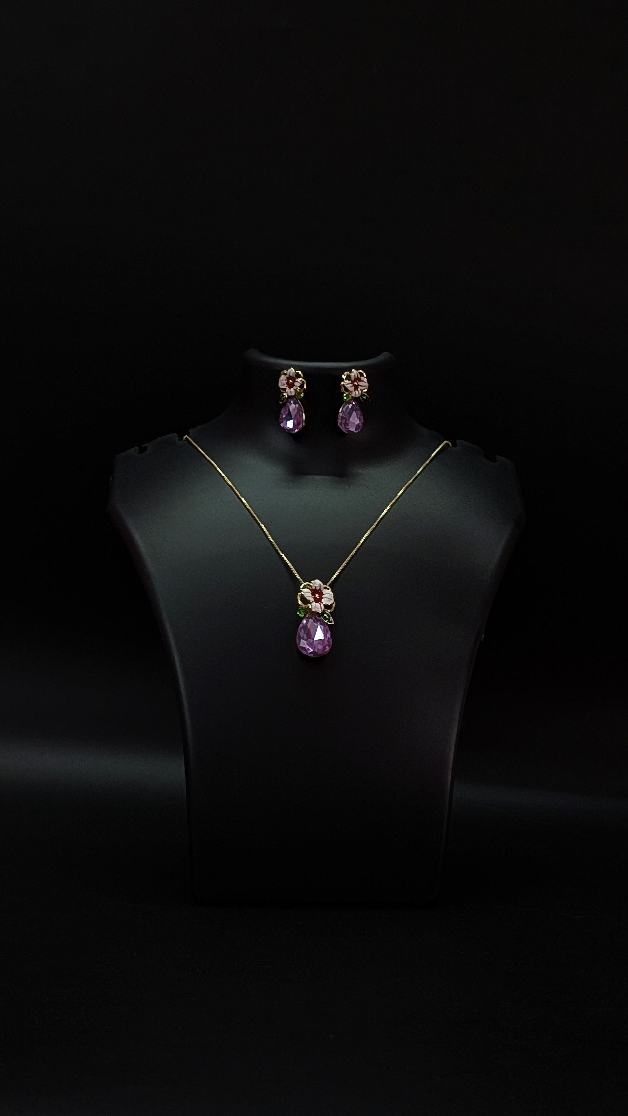 Royal Purple Floral Crystal Jewelry Set