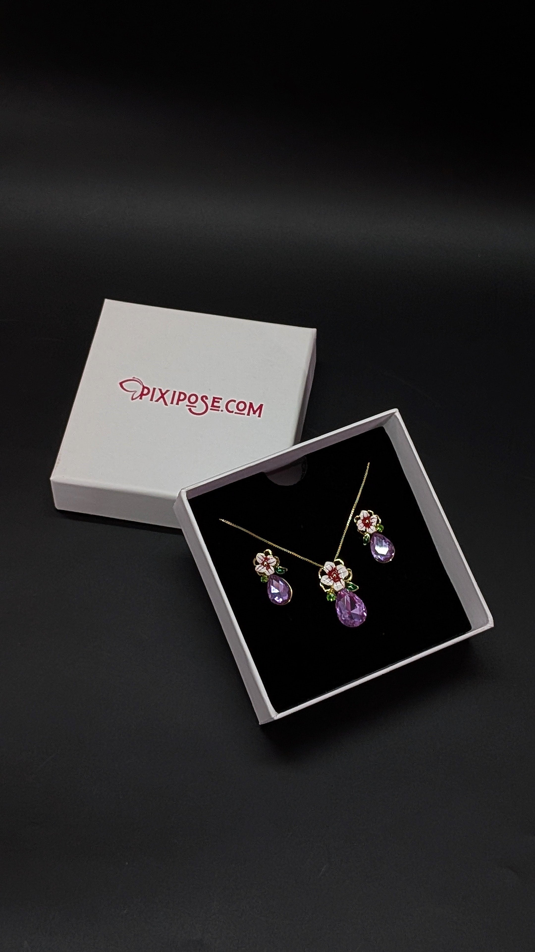 Royal Purple Floral Crystal Jewelry Set