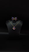 Purple Rose Floral Jewelry Set for Women