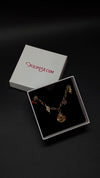 Gold Chain Charm Necklace with Seashells, Leaf & Cherry Accents