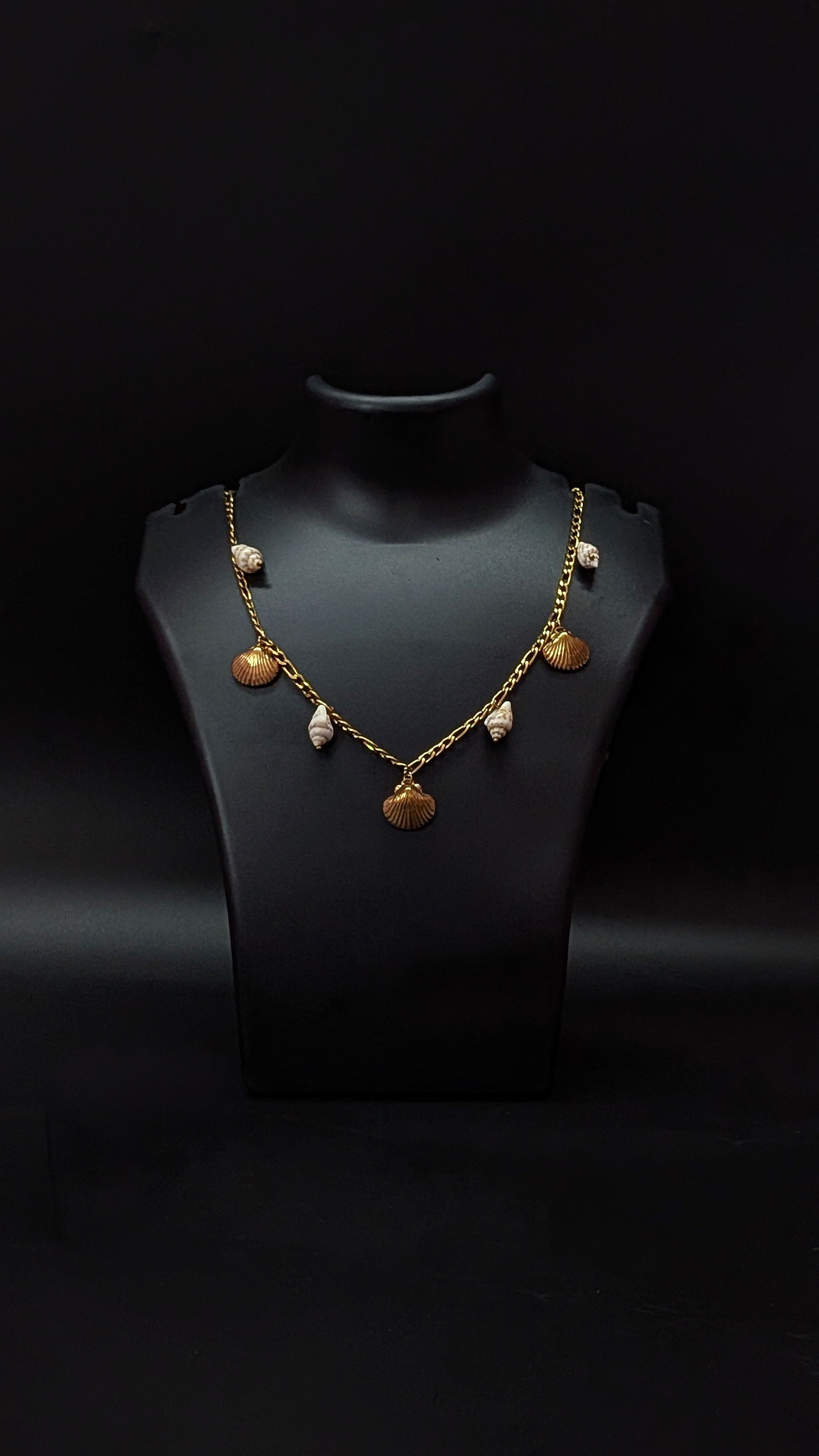 Gold Shell Pearl Charm Necklace