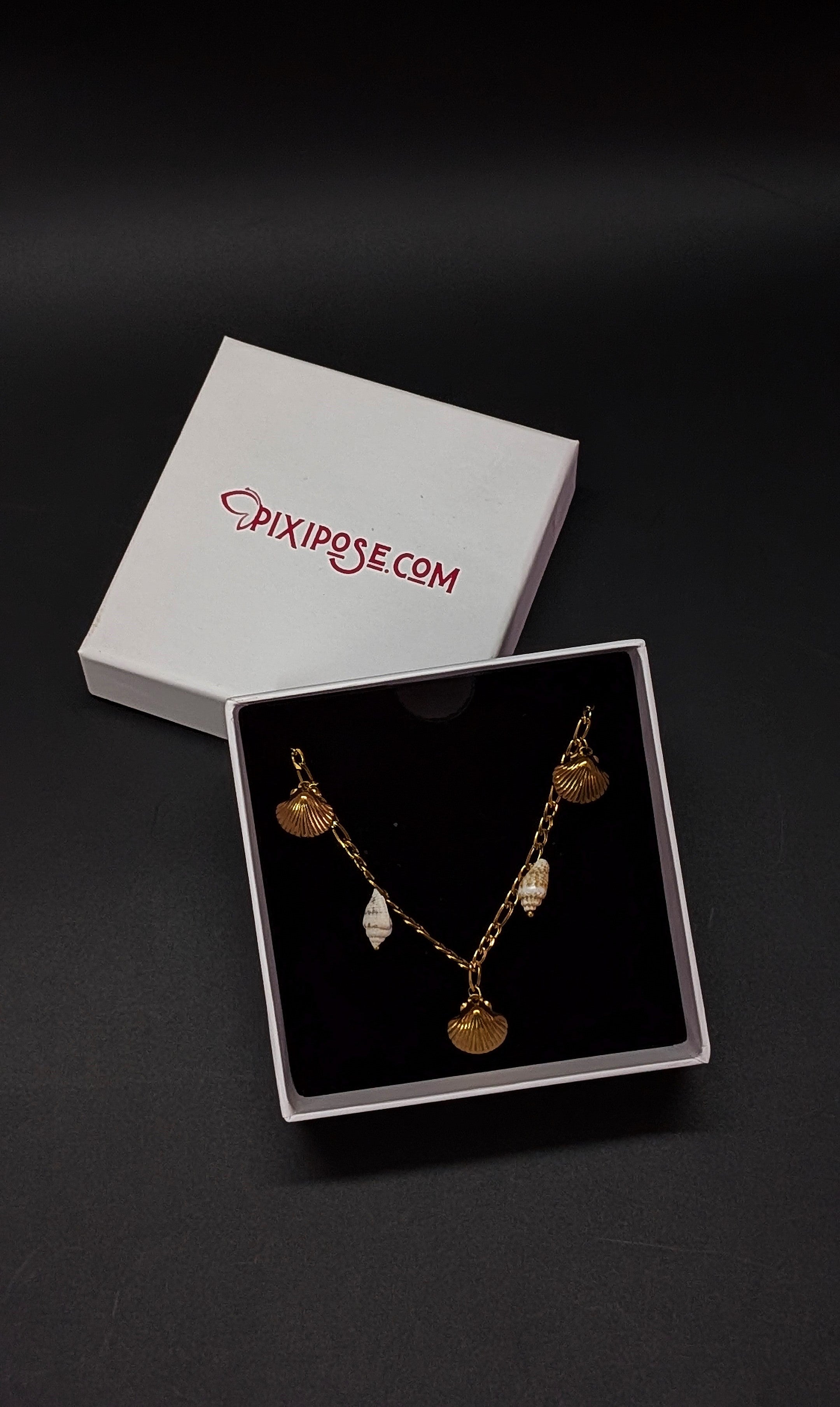 Gold Shell Pearl Charm Necklace