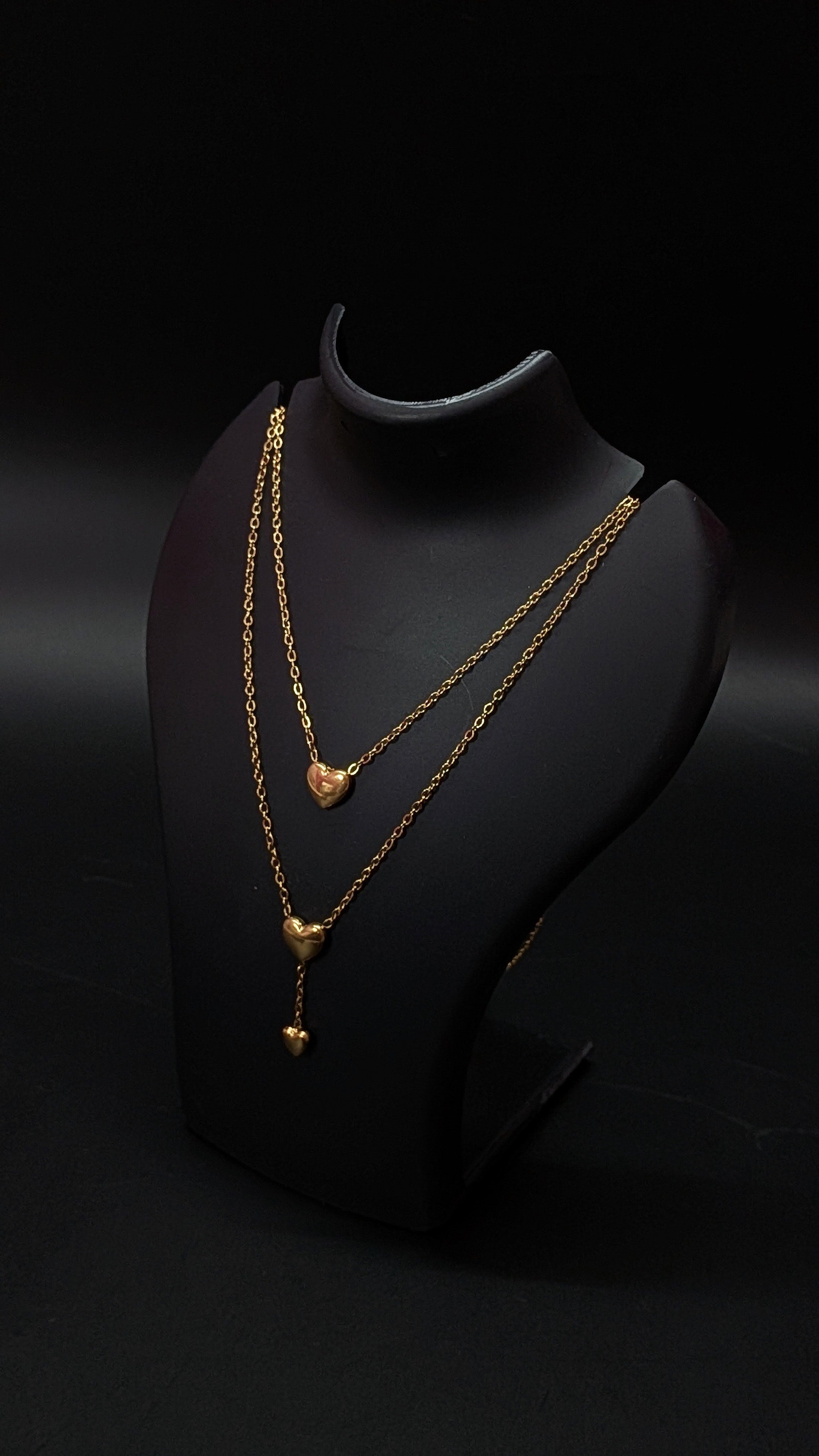 Double Layer Gold Heart Pendant Necklace