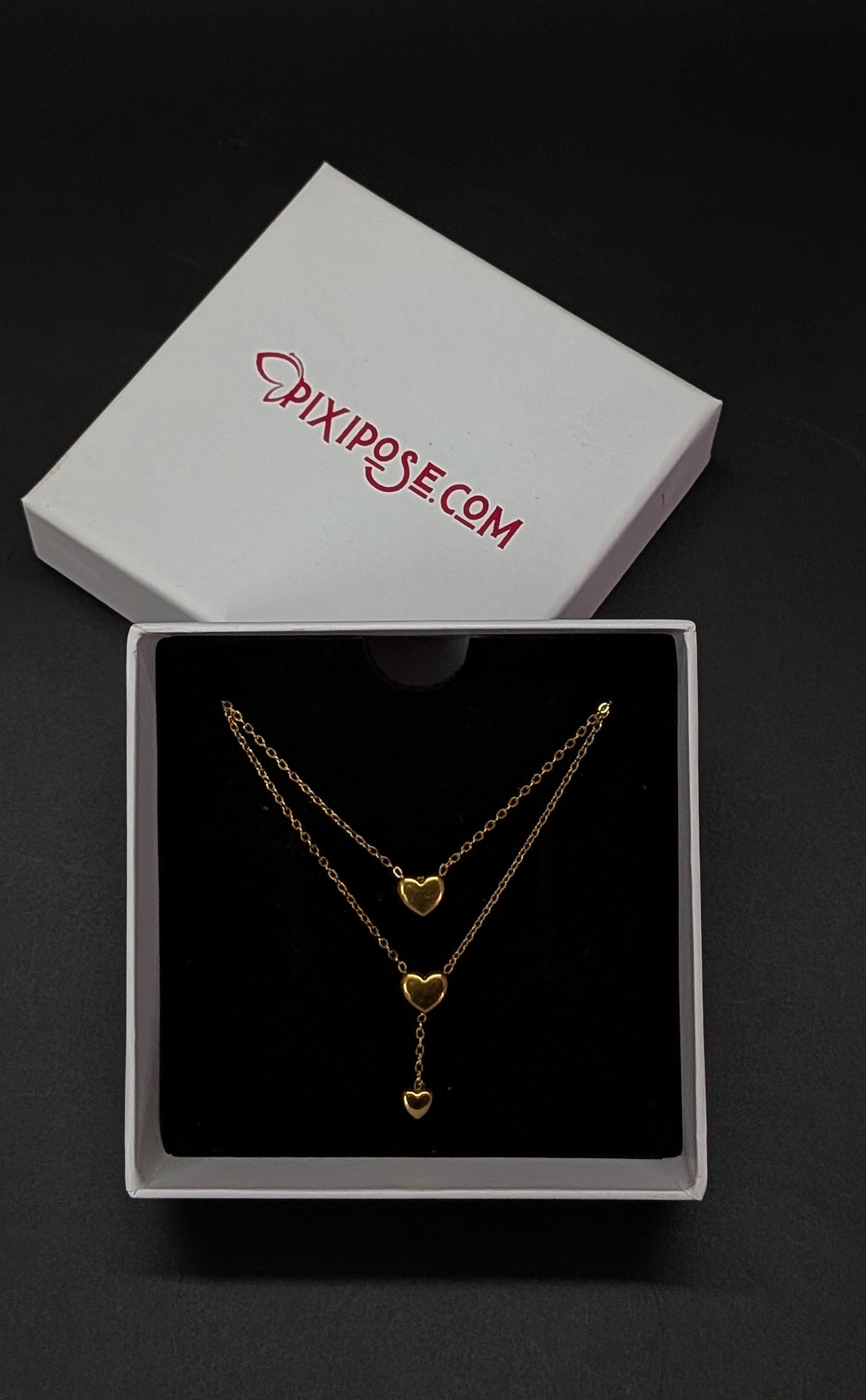 Double Layer Gold Heart Pendant Necklace