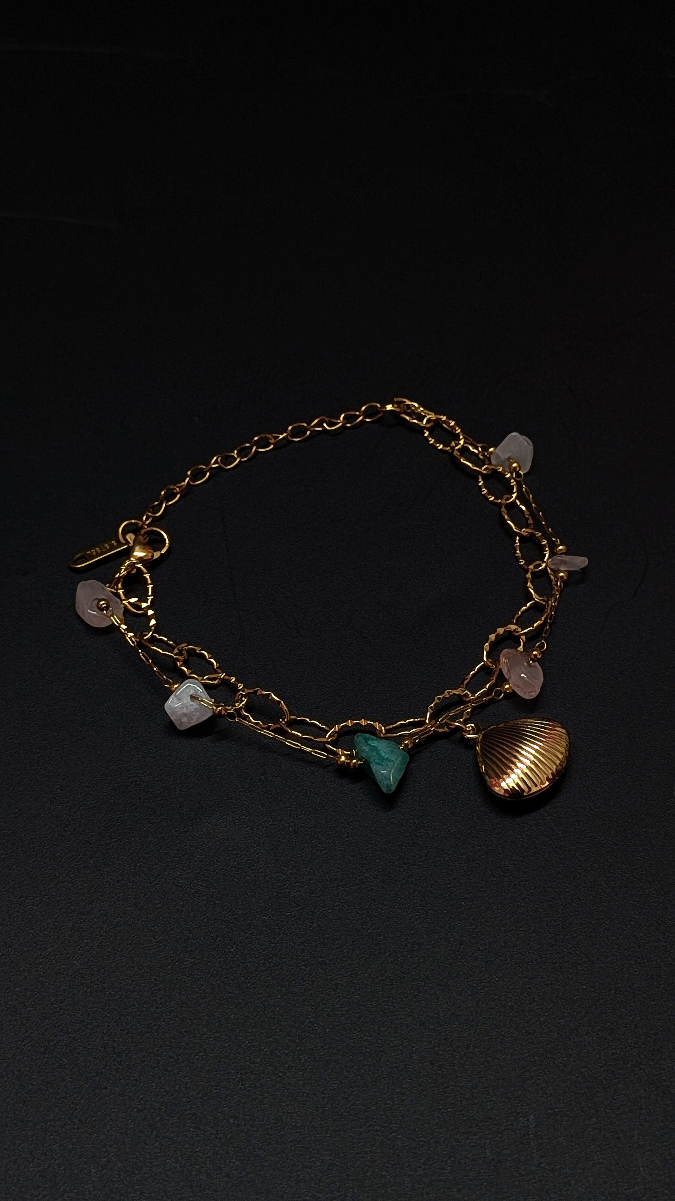 Gold Shell Boho Beach Stone Bracelet