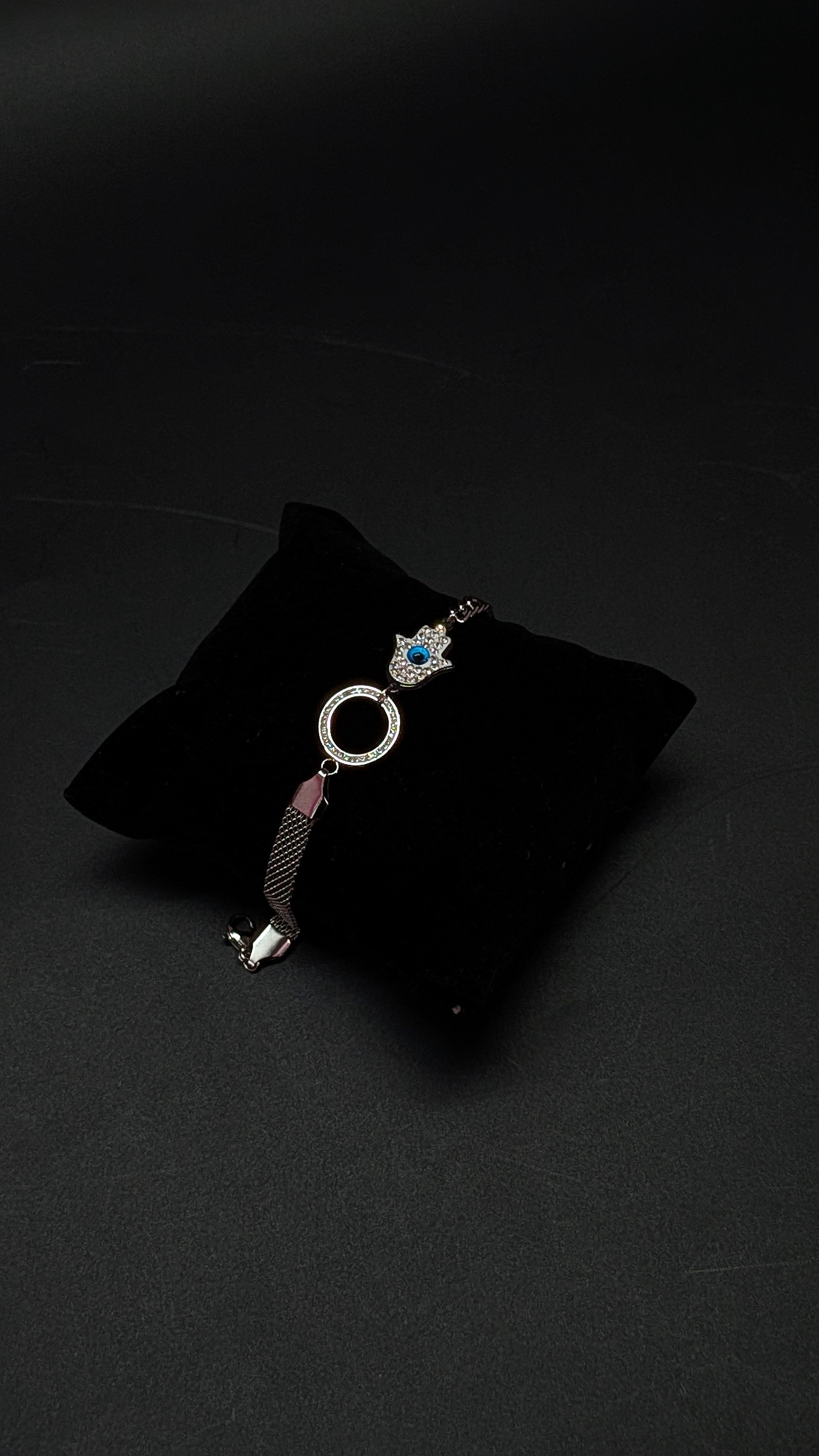 Silver Hamsa Evil Eye Protection Charm Bracelet