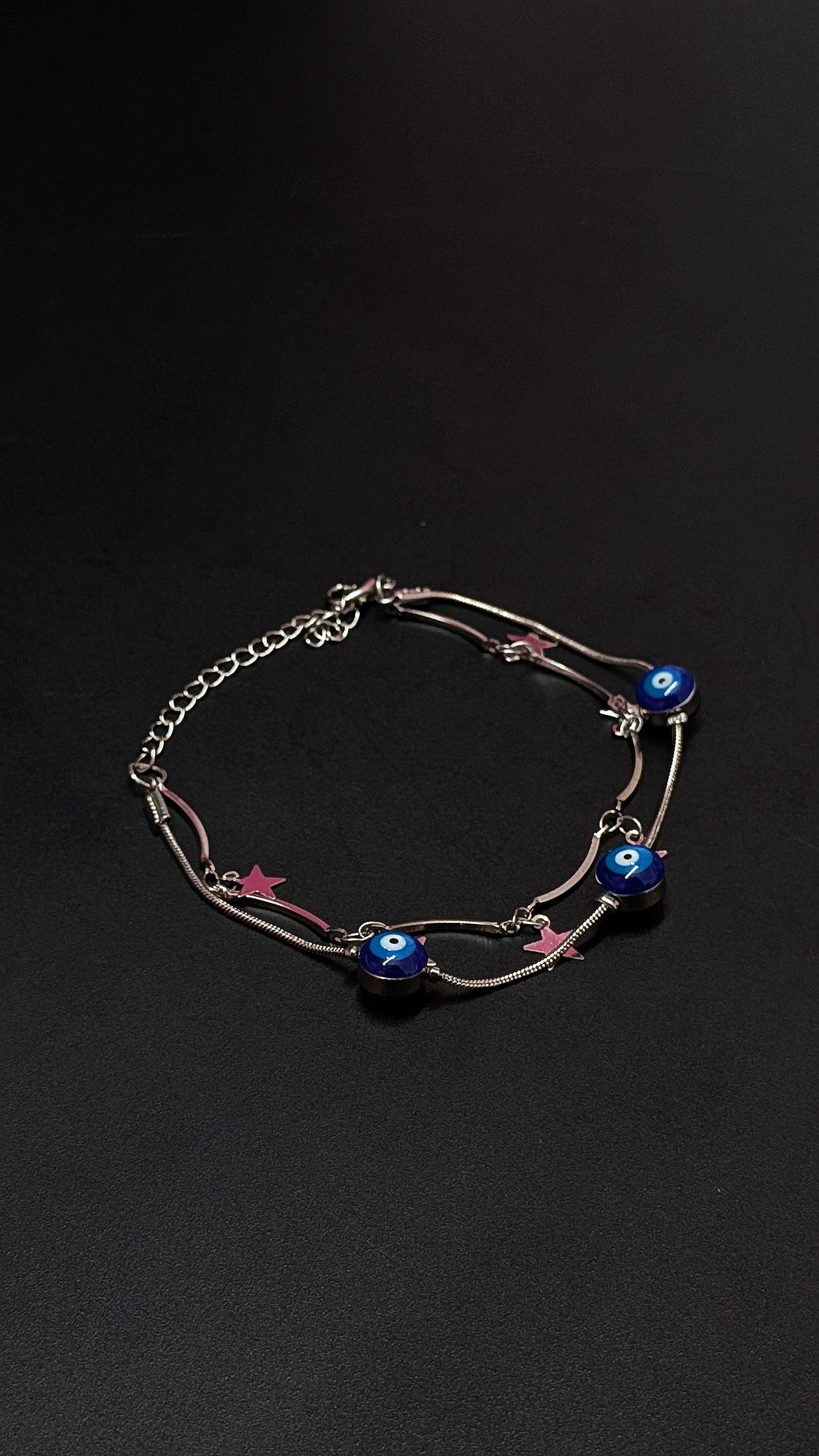 Evil Eye Charm Bracelet with Stars – Silver Protection Jewelry