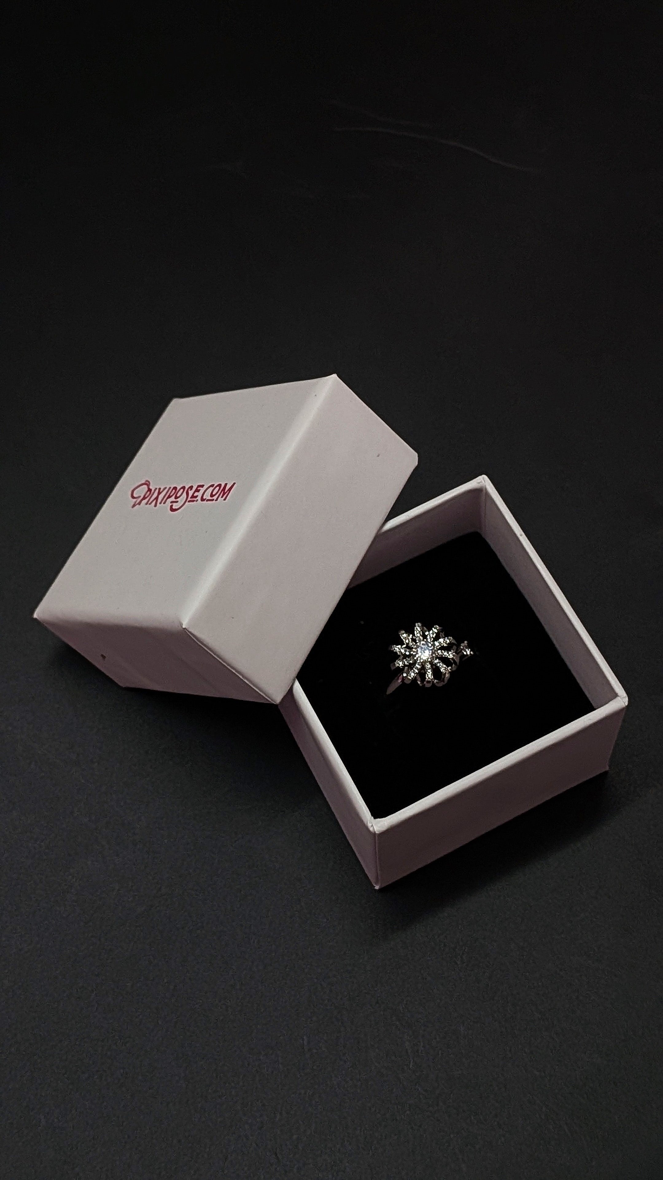 Silver Sparkling Crystal Whirl Spin Ring