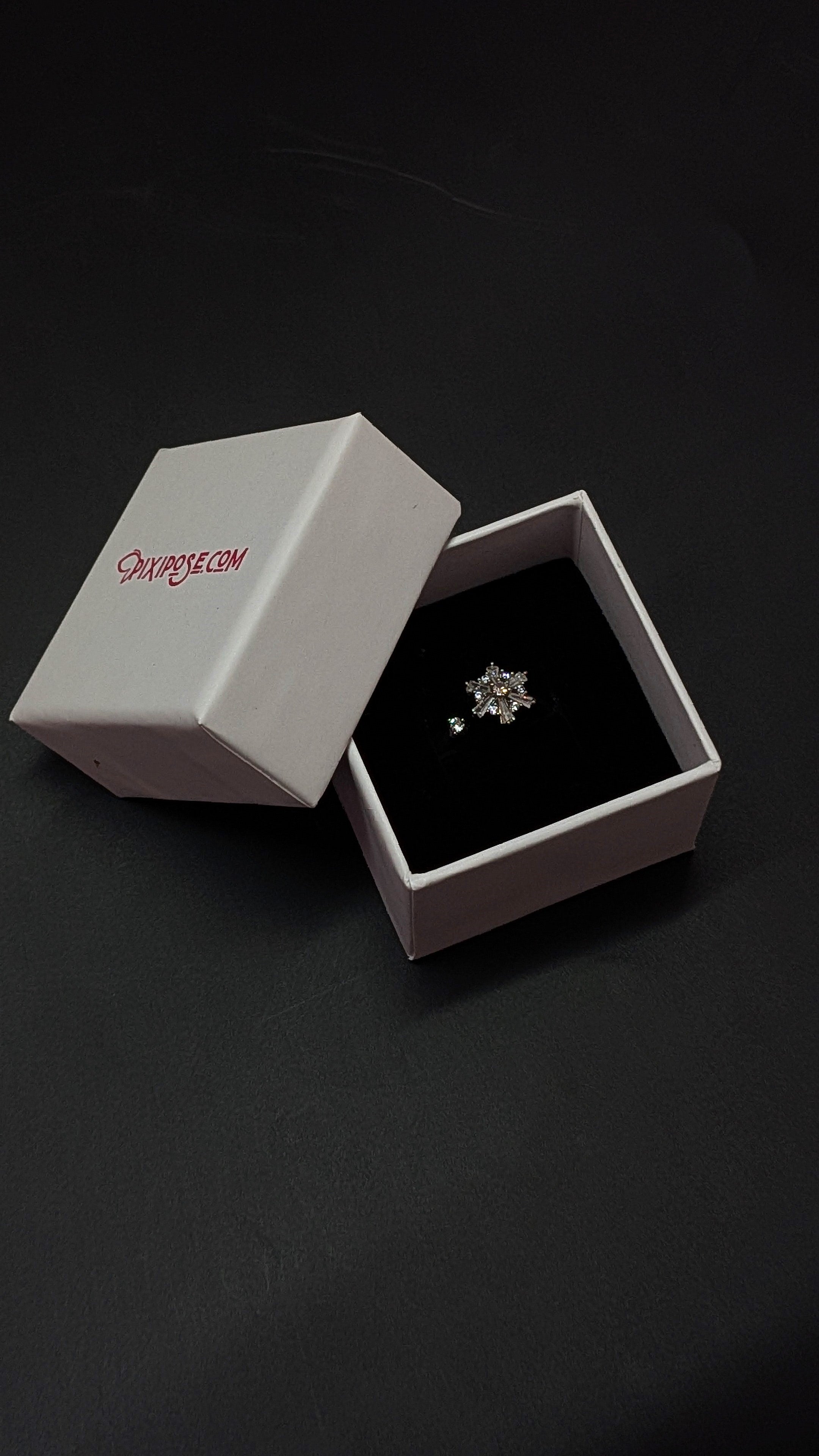 Adjustable Silver Crystal Snowflake Rotating Ring