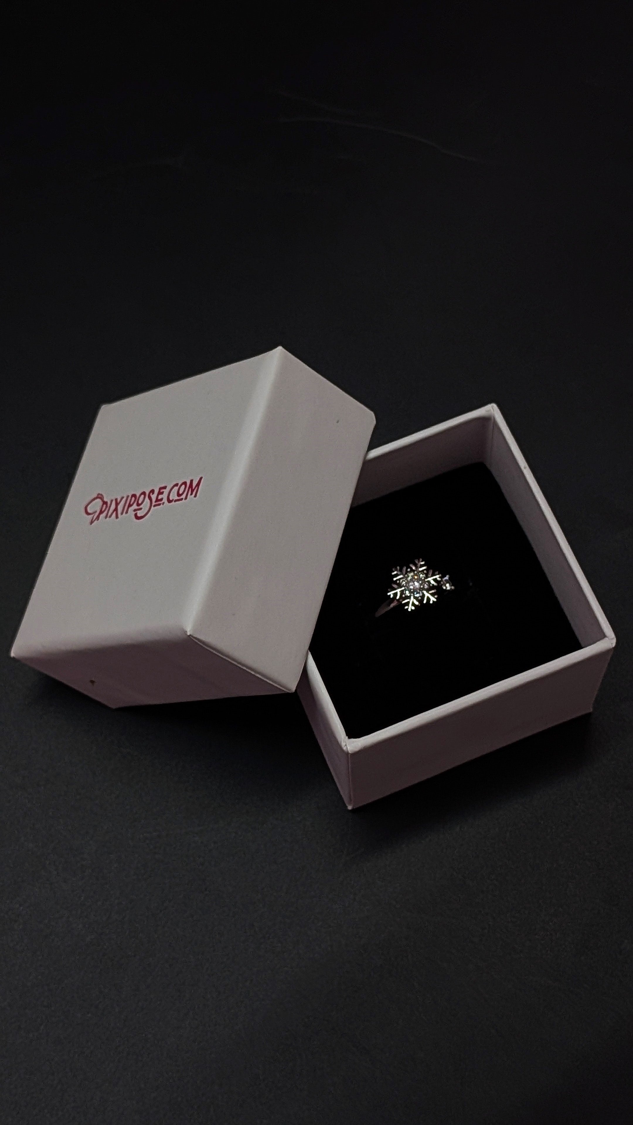 Silver Crystal Snowflake Spin Ring