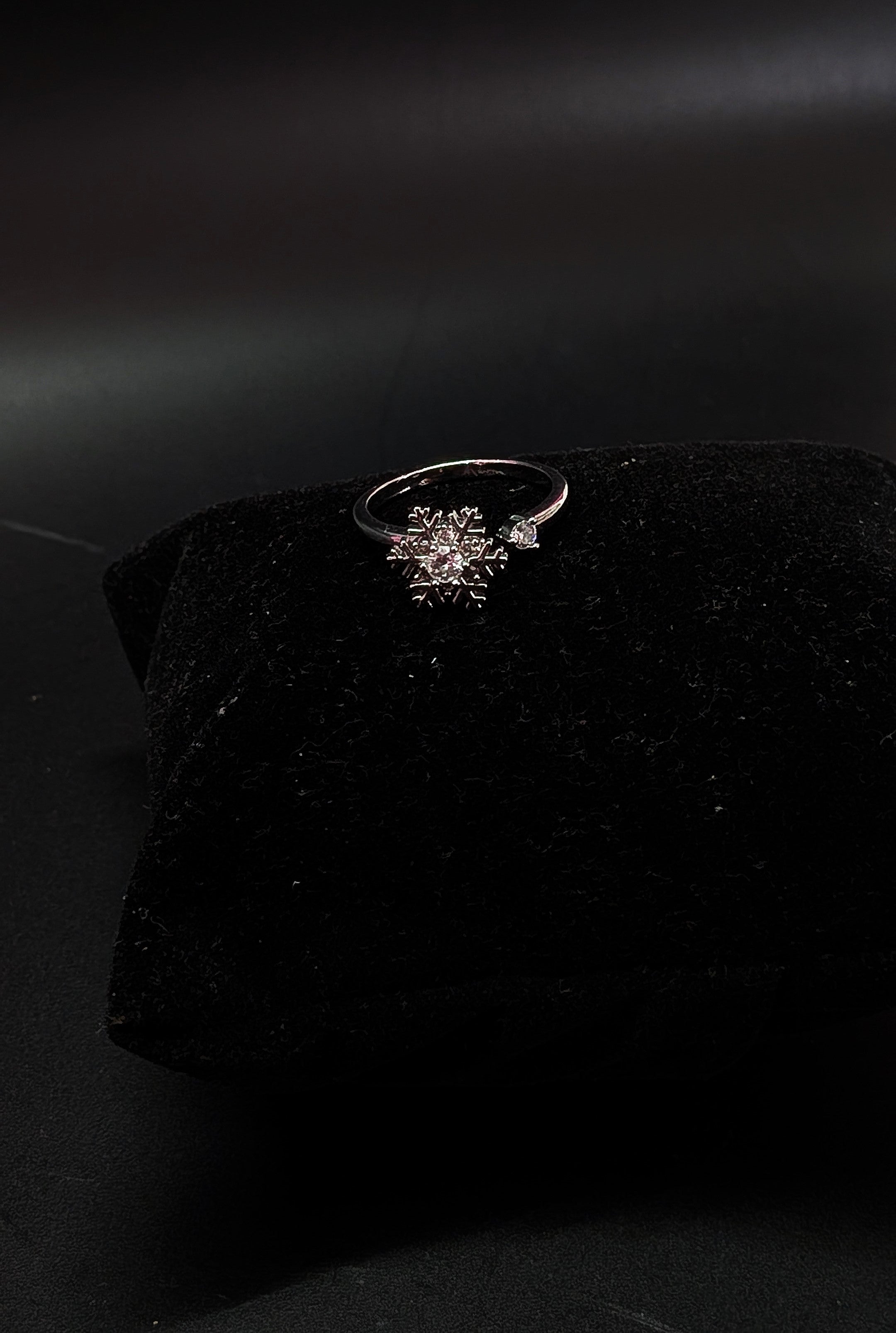 Silver Crystal Snowflake Spin Ring