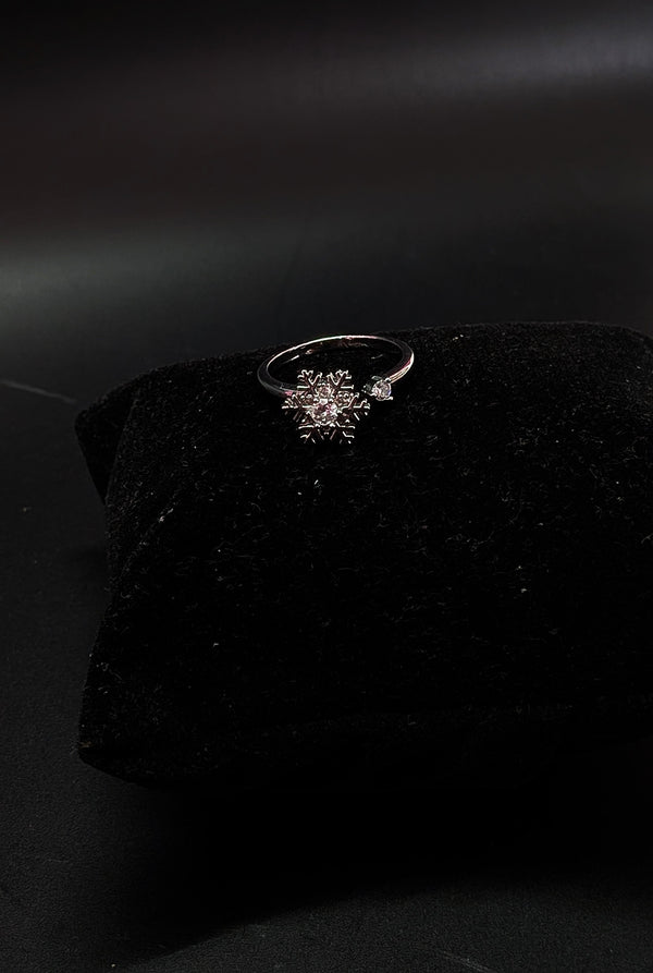 Silver Crystal Snowflake Spin Ring