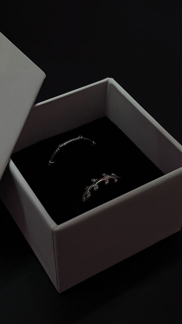 Minimal Silver Adjustable Couple Rings