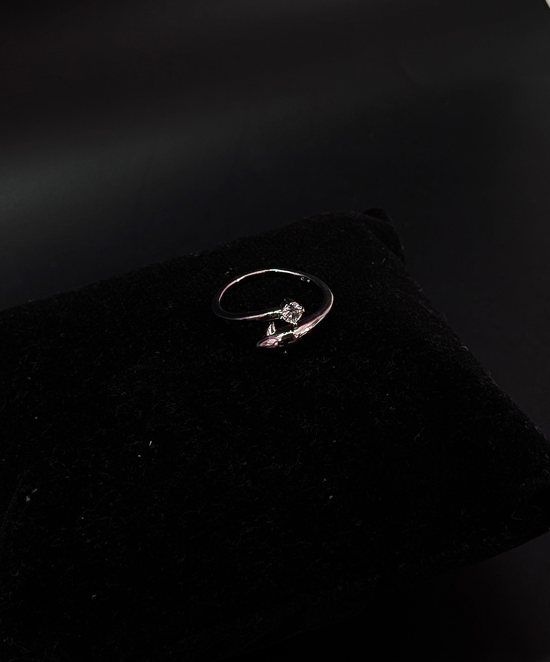 Silver Dolphin Ring with Crystal Accent