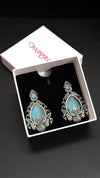 Oxidised Silver Turquoise Teardrop Earrings – Traditional Ethnic Design