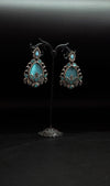 Oxidised Silver Turquoise Teardrop Earrings – Traditional Ethnic Design