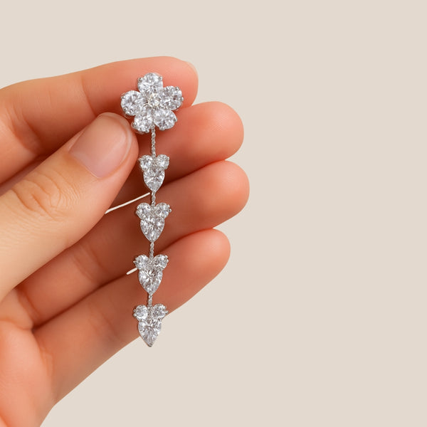 Dreamy White crystal Floral Bloom Danglers – Elegant Floral Dangler