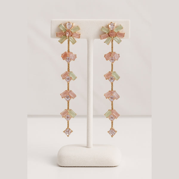 Dreamy Pastel Bloom Long Earrings – Rose Gold Finish